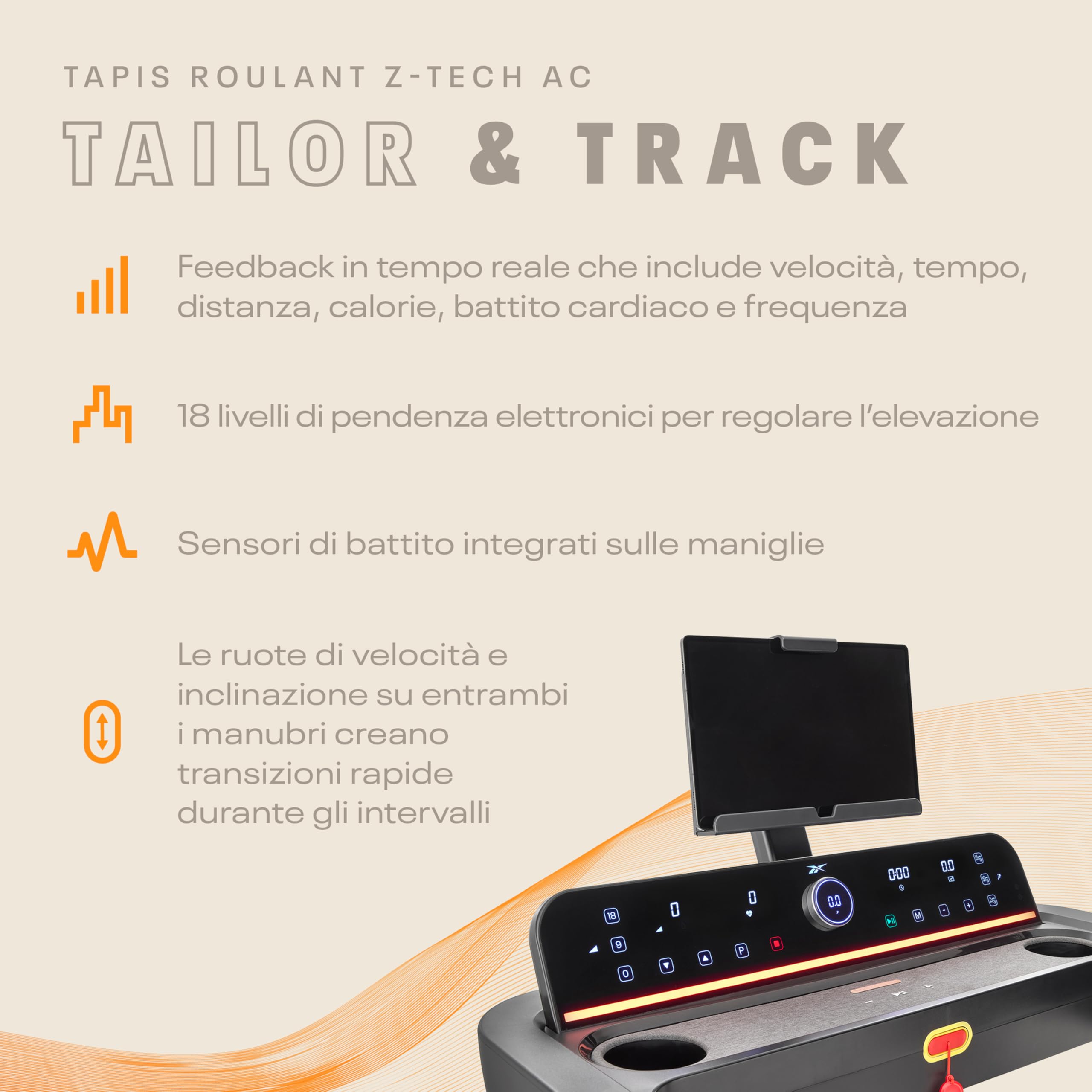 Reebok Tapis Roulant Z-tech - Kinomap e Zwift - Velocità massima 20km/h - 154x55cm - Monitor LED - Uso semi-professionale