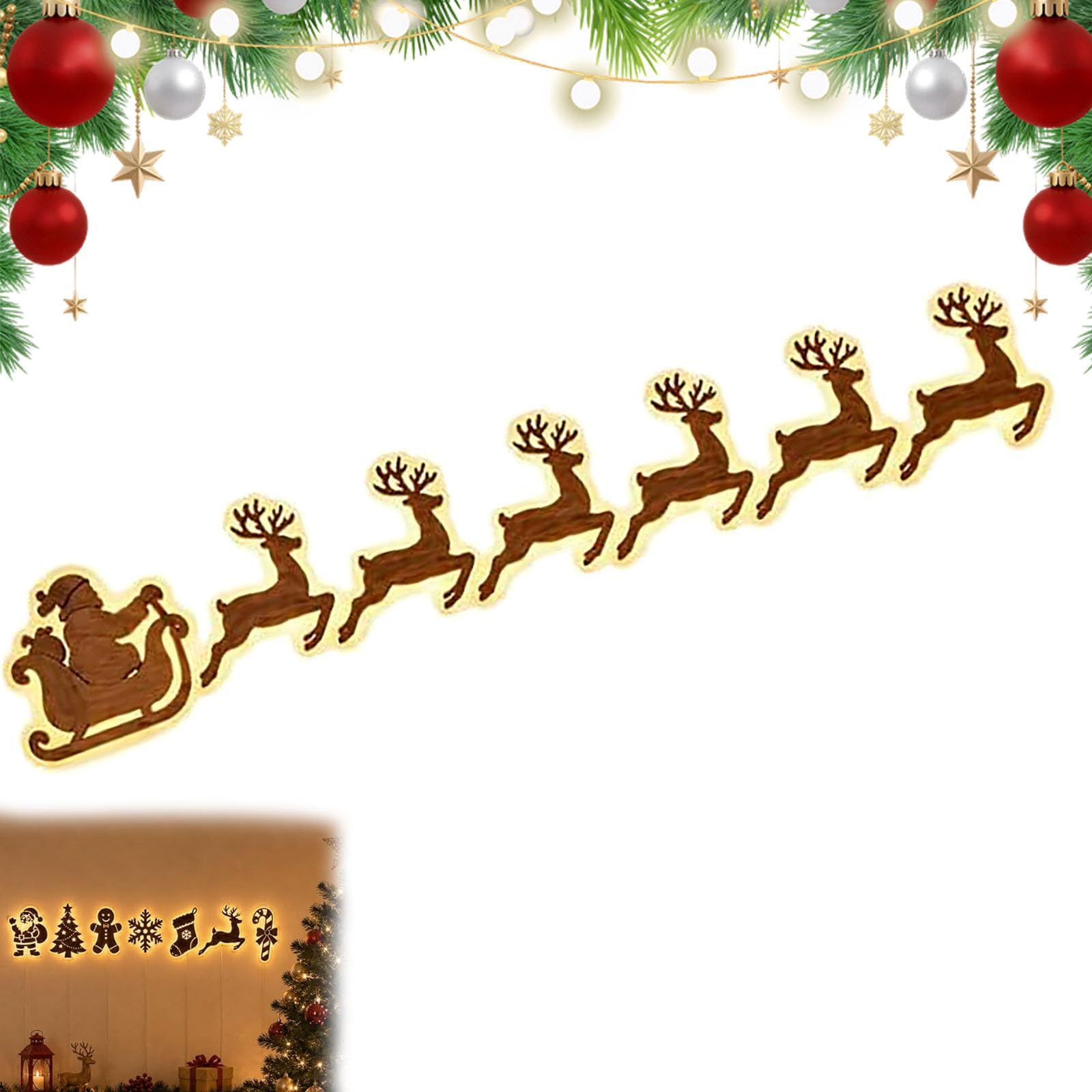 Decorazioni da Parete a Renna a LED - Illuminazione Natalizia Festiva (# A)