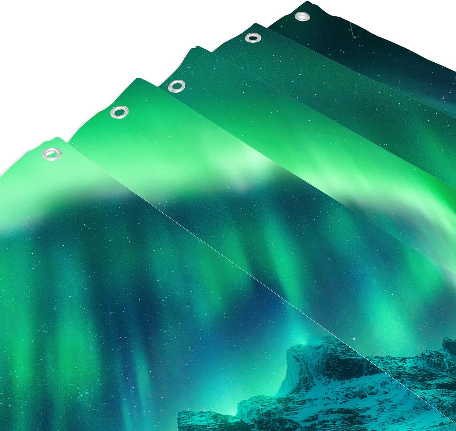 Aurora Borealis Shower Curtain for Bathroom Northern Lights Galaxy Nature Light Printed waterproof fabric shower curtain for bathroom home decoration Shower Curtain Set for Bathroom 70 x 70 Inch