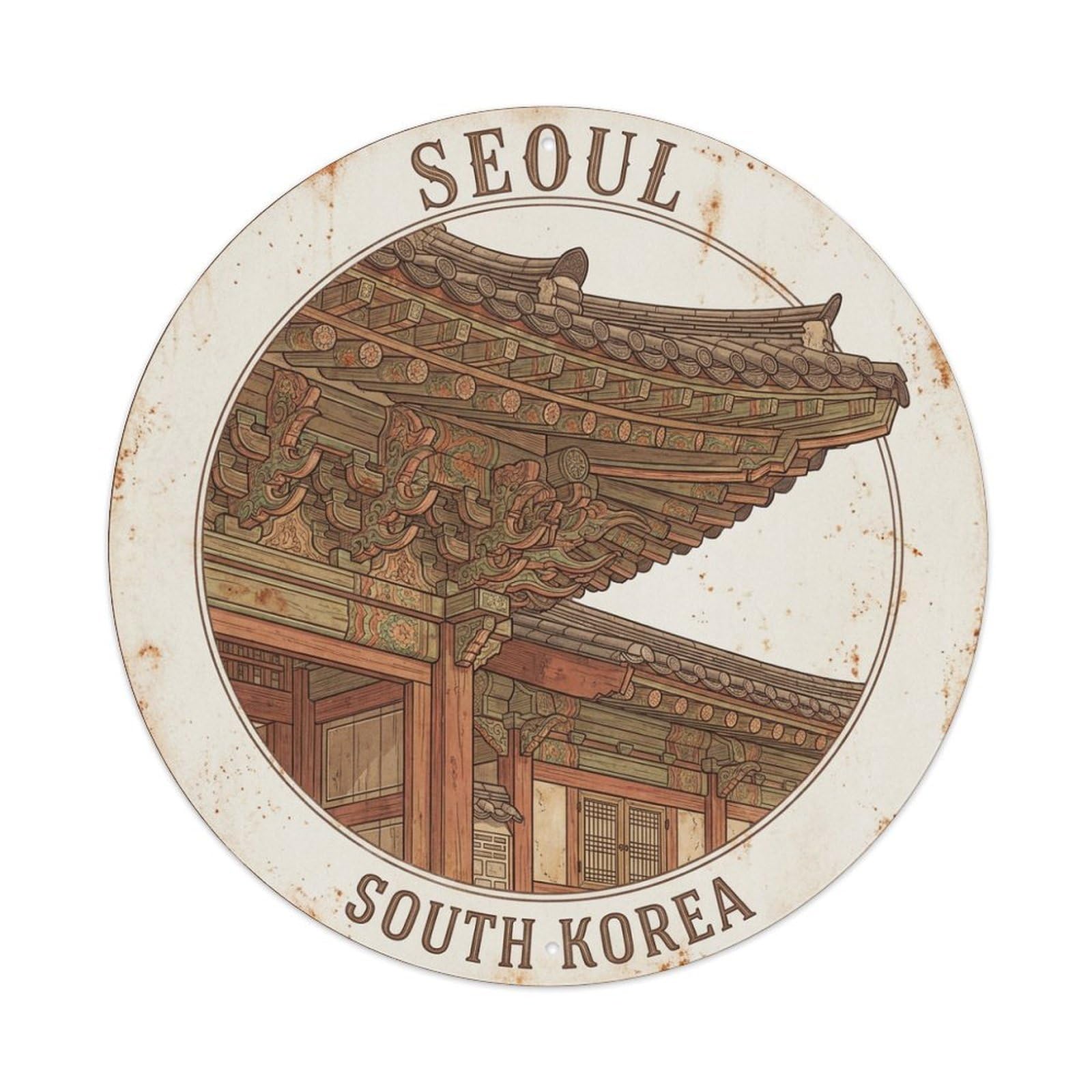 Metal Tin Sign Vintage Travel Seoul Korea