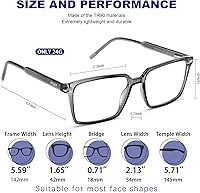 Vista 3 de Gafas de Bloqueo de Luz Azul para Hombres, Gafas de Computadora sin Graduación para Gaming Anti Fatiga Ocular y Resplandor UV RF6201 Gris