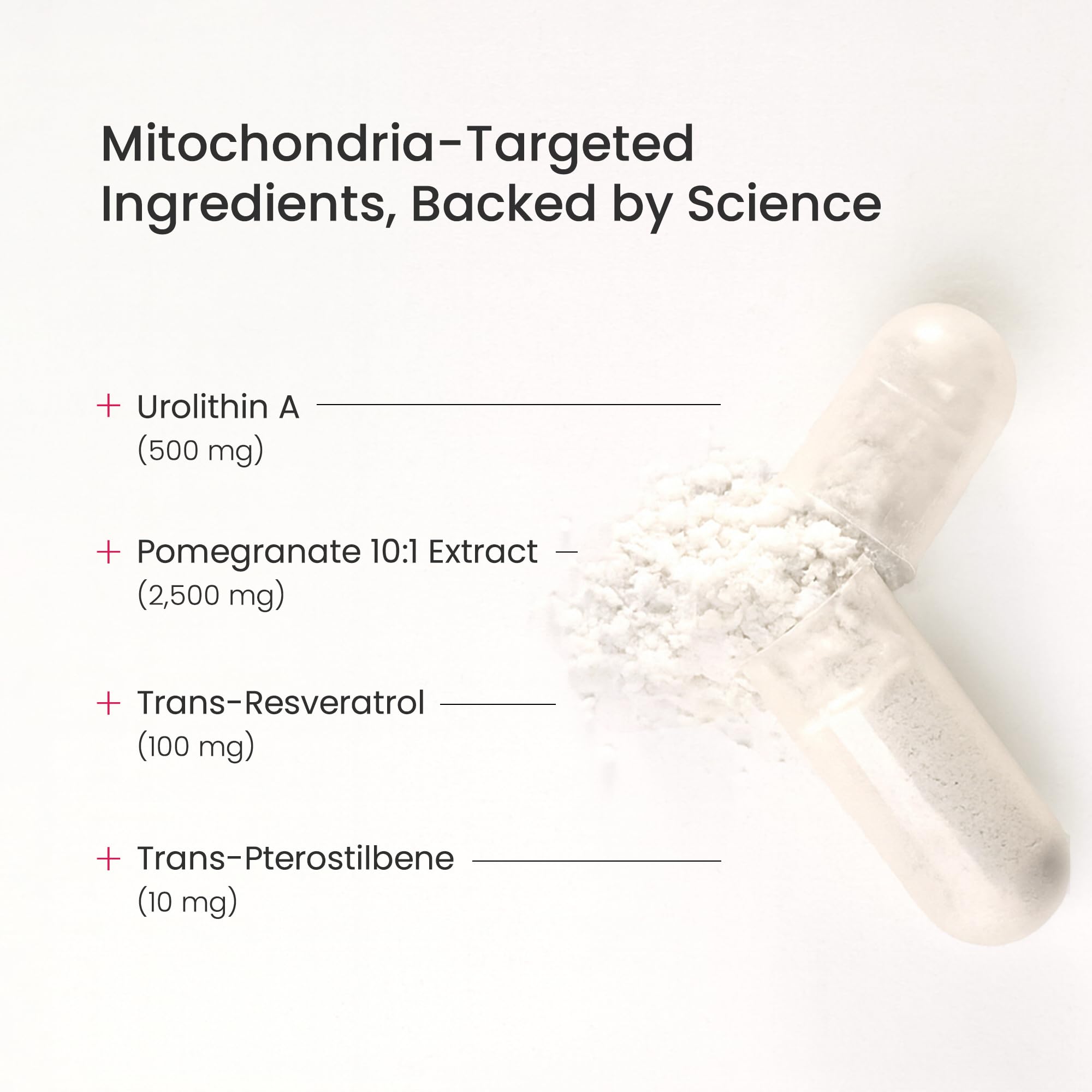 Urolithin A+ | Advanced Mitochondrial Supplement with Resveratrol, Pterostilbene & Pomegranate | Cellular Energy, Vitality & Longevity | Mitochondrial Support Formula – Vegan, Non-GMO – 60 Capsules — Amazon image 3