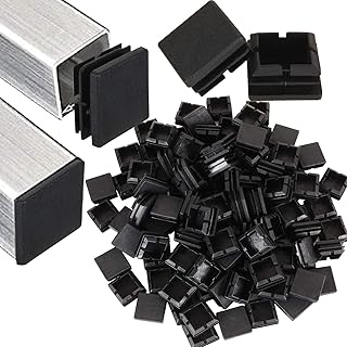 100Pack 1inch Square Tube End Caps, Black Square Plastic Plug Durable Glide Insert Pipe Covers, Small Tubing Post End Caps for Square Tubing Chair Table Stool Leg, Furniture Legs Replacement Caps