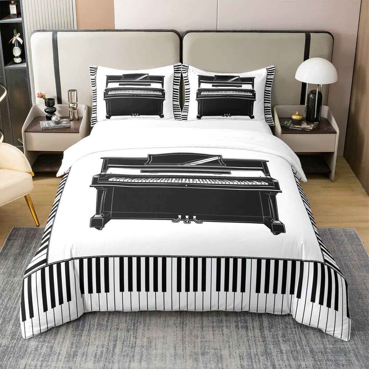 Housse de couette piano en coton fini les parures de lit ternes