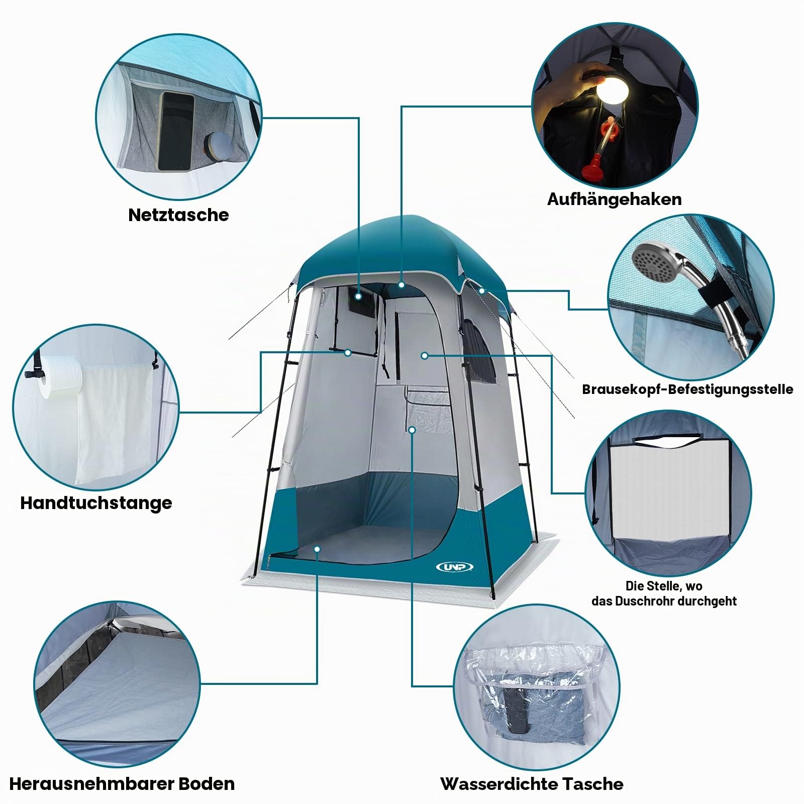 UNP Camping Duschzelt, Outdoor-Camping, Sichtschutz, Umkleidezimmer, tragbares WC-Zelt für Wandern, Sonnenschutz, Picknick, Angeln