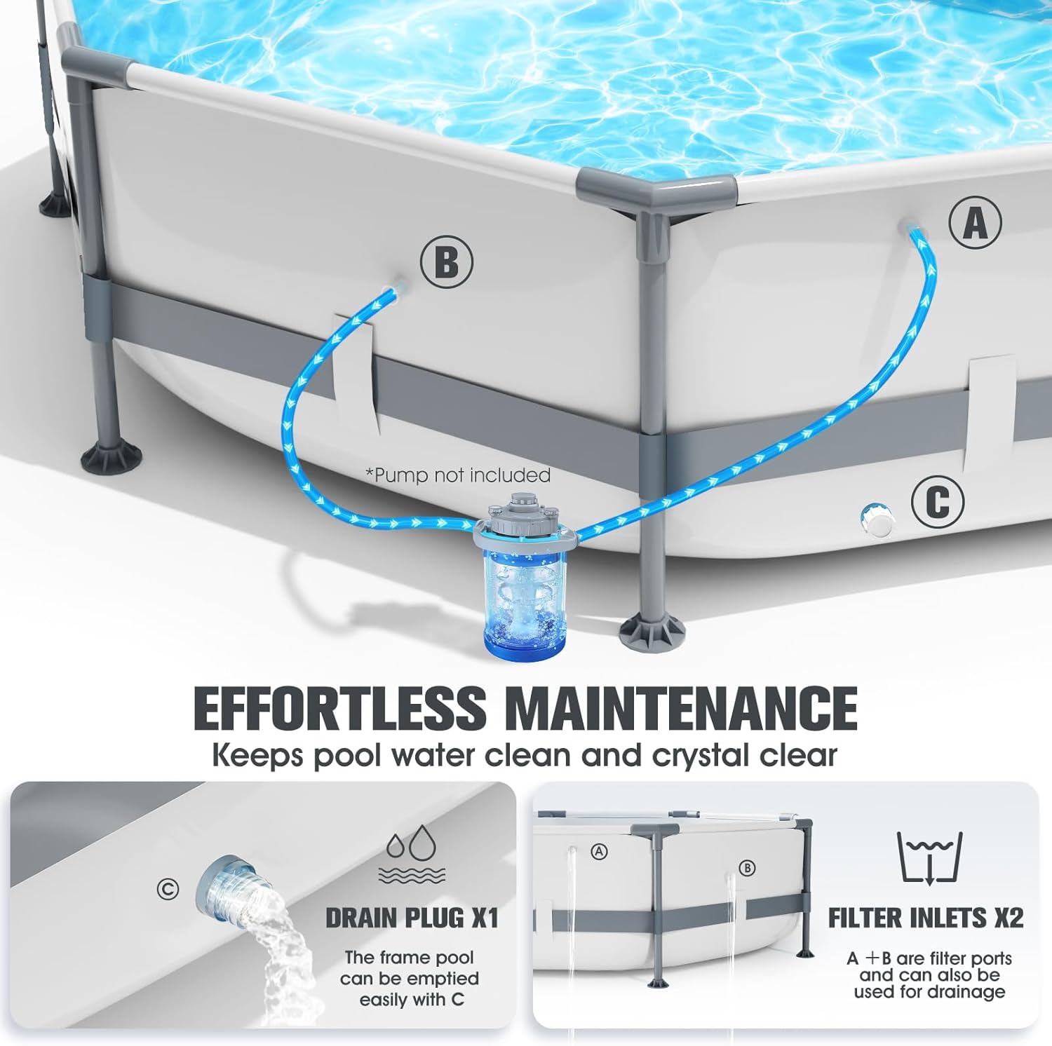 Above Ground Pool,10ft x 30in Frame Deep Swimming Pool, Round Family Pool, Large Above Ground Pool Easy Set,1200 Gallon Circle Pool, Outdoor Backyard Pool for Kids,Adults