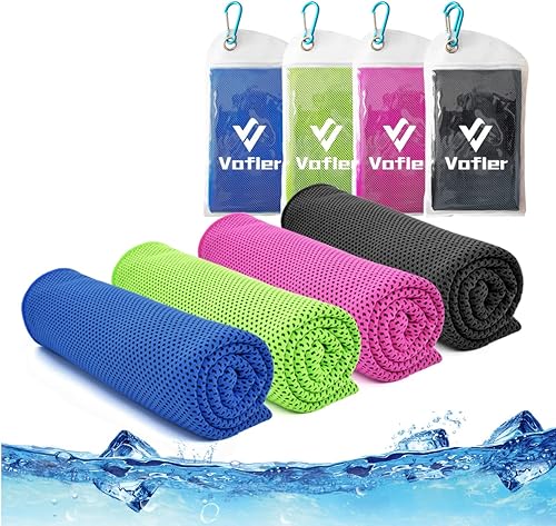 Toalla de enfriamiento, paquete de 4 toallas de microfibra fría fría para la cabeza, bandana para el cuello (40 x 12 pulgadas) para atletas,