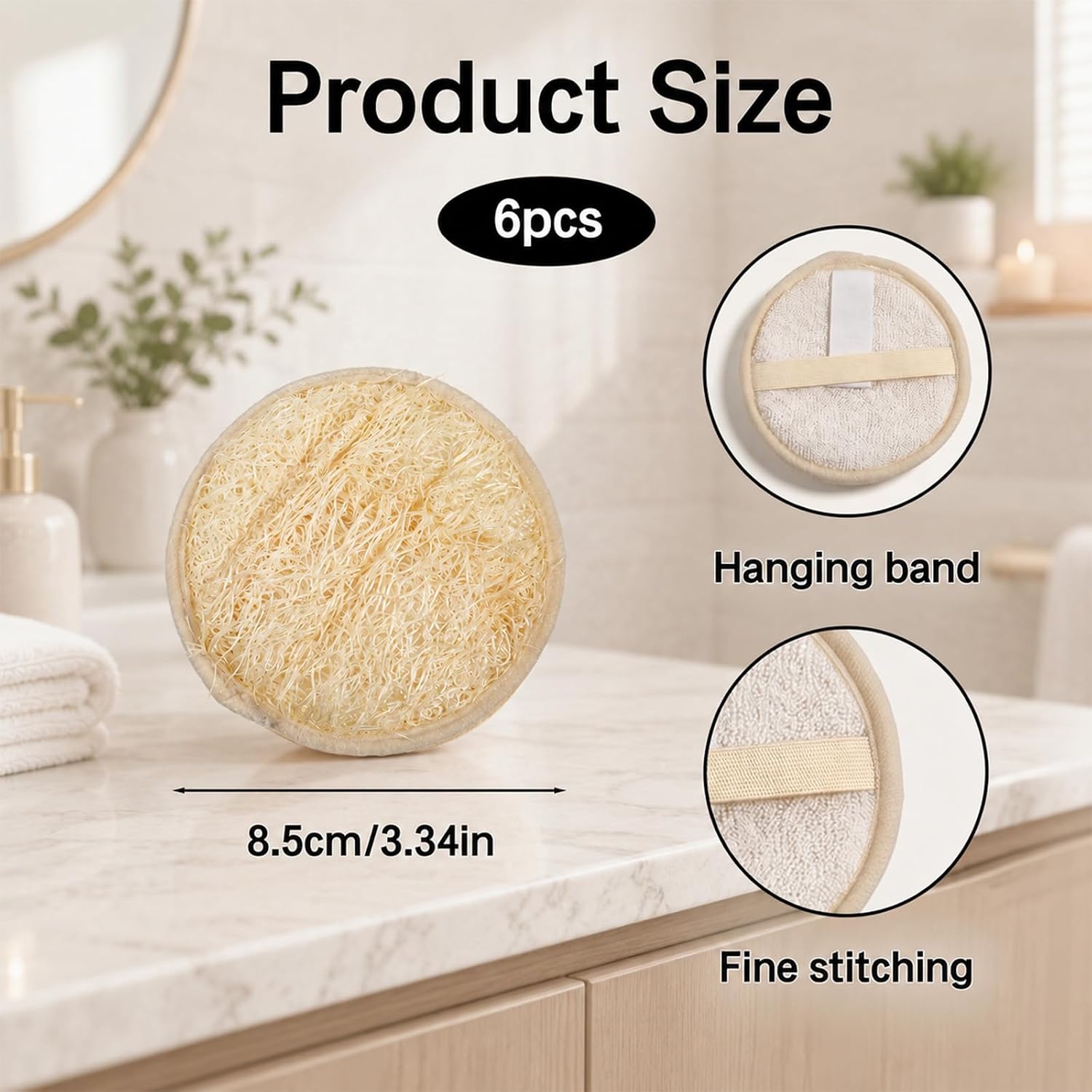 6 Pack Natural Face Loofah Pads, Facial Loofah Sponges for Women and Men | Natural Face Loofah Exfoliator Scrubber Pads, Face Loofah Pads, Face Cleanser Pad for Bath Spa and Shower