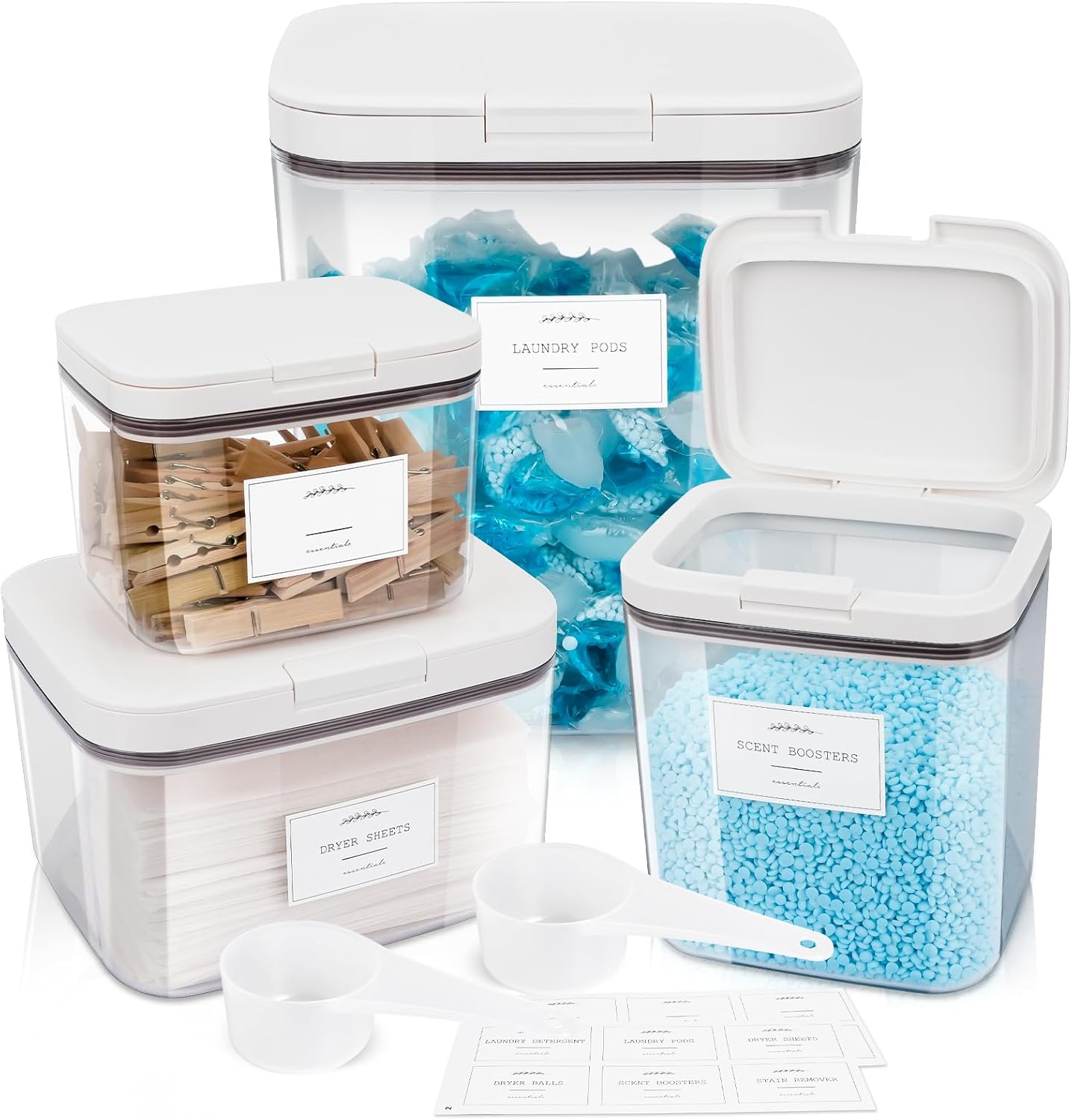 4 Pack Stackable Laundry Pods Container Dryer Sheet Holder