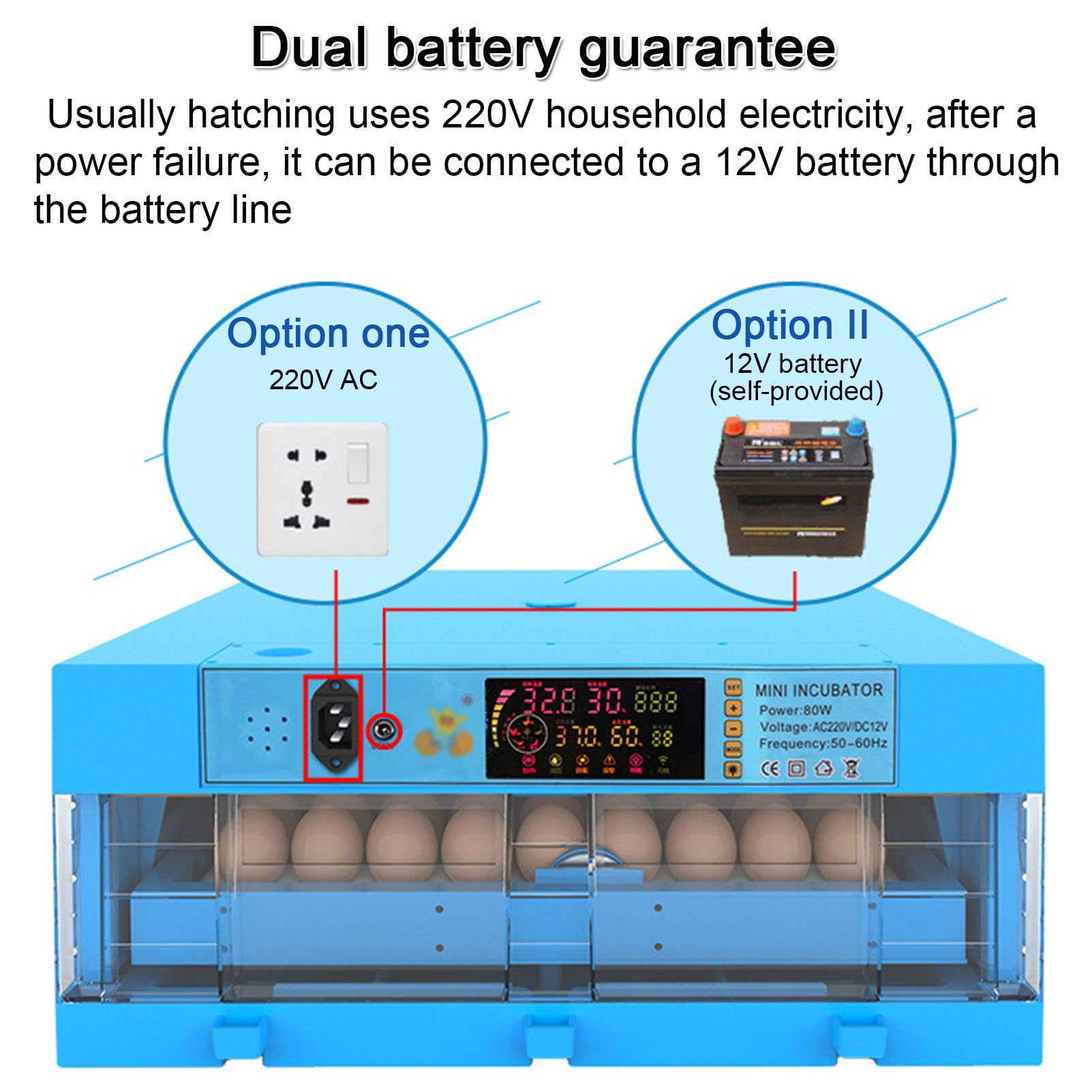 64-256 Huevos incubadores de Huevos de criadero de Huevos con Pantalla de Pantalla Digital LED Control automático de Temperatura, criadero de Pollo para Granjas Familiares en el Aula,192Eggs
