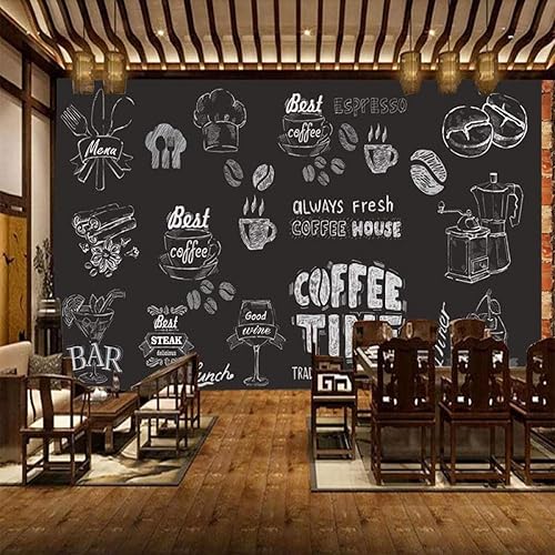 Miniatura 3 de Papel pintado 3D de garabatos en blanco y negro, papel pintado de tartas, té con leche, cafetería, mural fotomural, foto mural HD para sala de