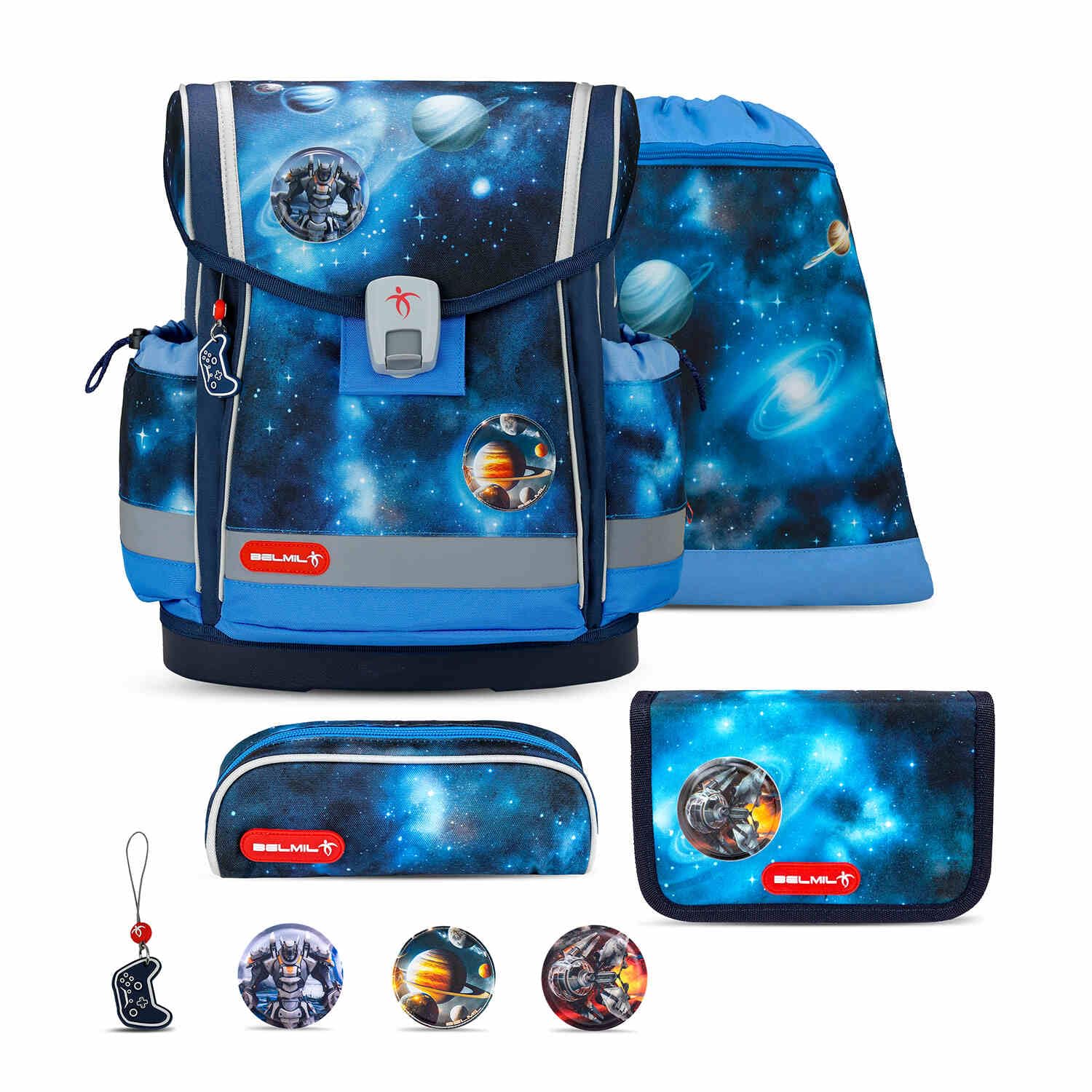 Belmil Classy Plus Schulranzen Set 5-teilig mit Brustgurt (405-78/AG/S) (Galaxy Light)