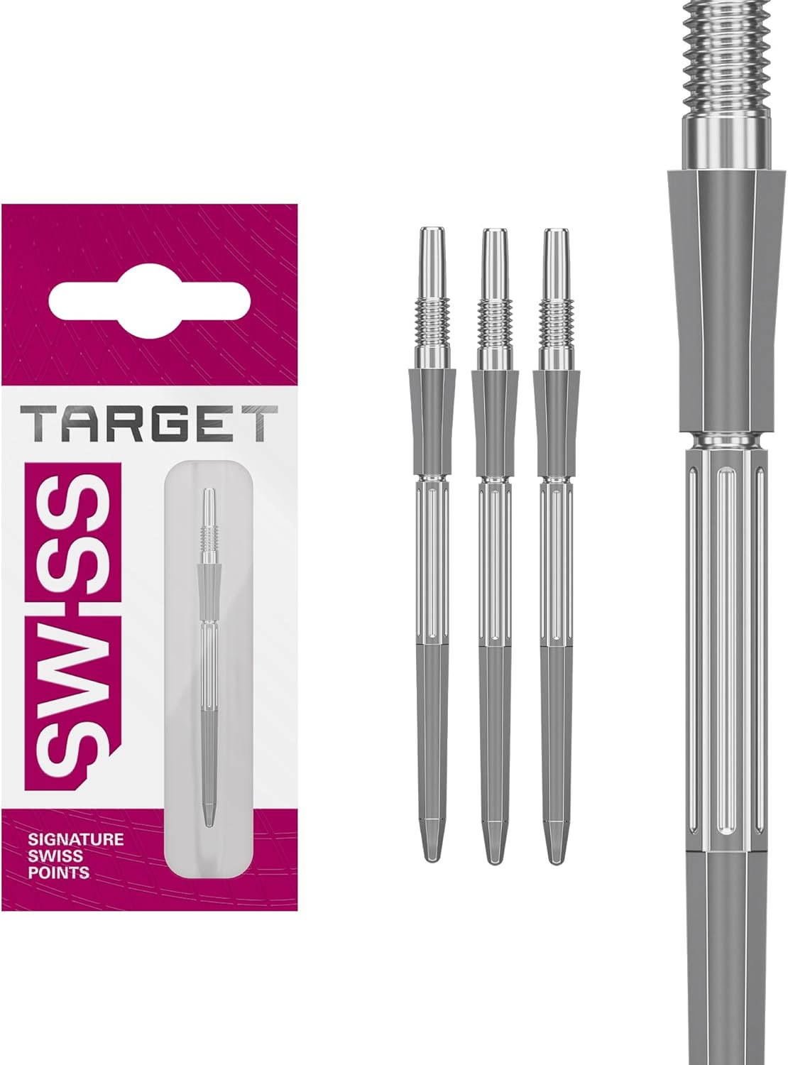 Target Darts Elysian Archetype 43 Swiss Point | 3 Pack Set of Tips | 30MM/35MM/42MM – Gold/Silver/Black | Change Dart Points, Swiss Storm Points, Professional Darts Accessories