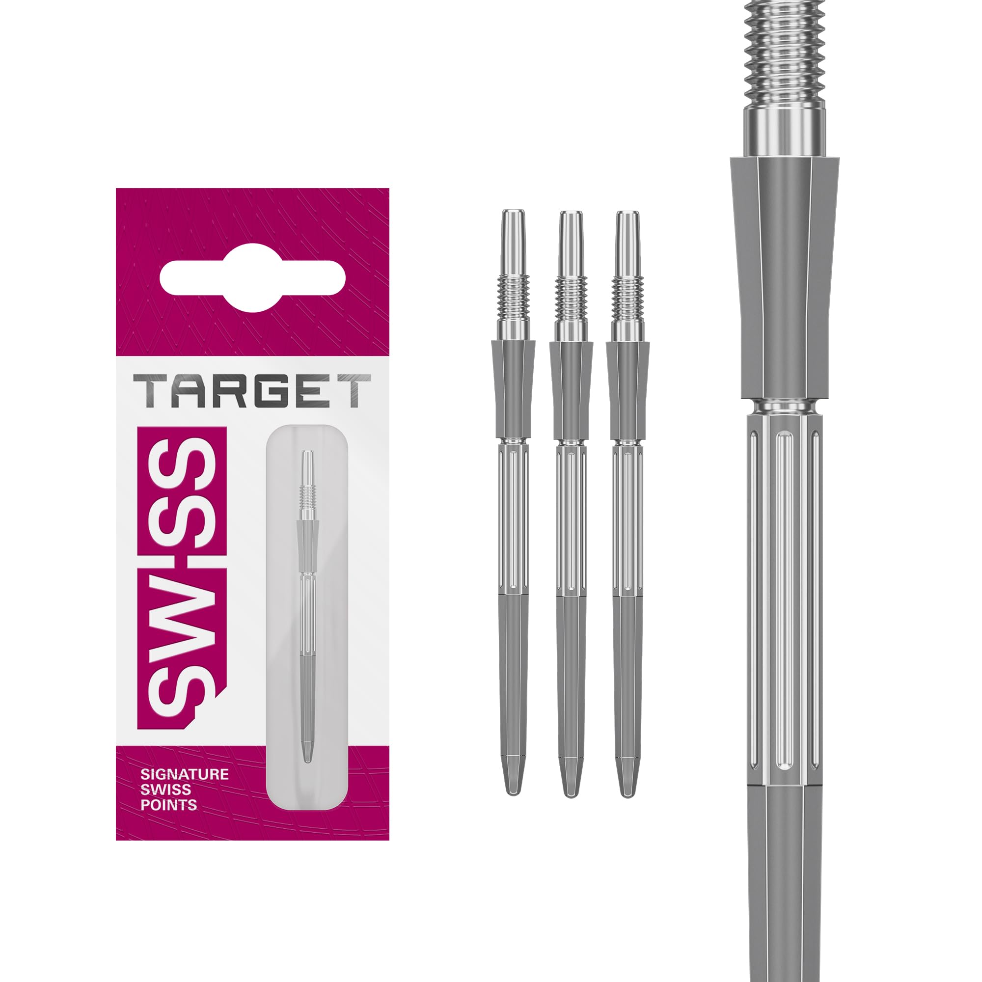 Target Darts Elysian Archetype 43 Swiss Point | 3 Pack Set of Tips | 35MM – Silver | Change Dart Points, Swiss Storm Points, Professional Darts Accessories