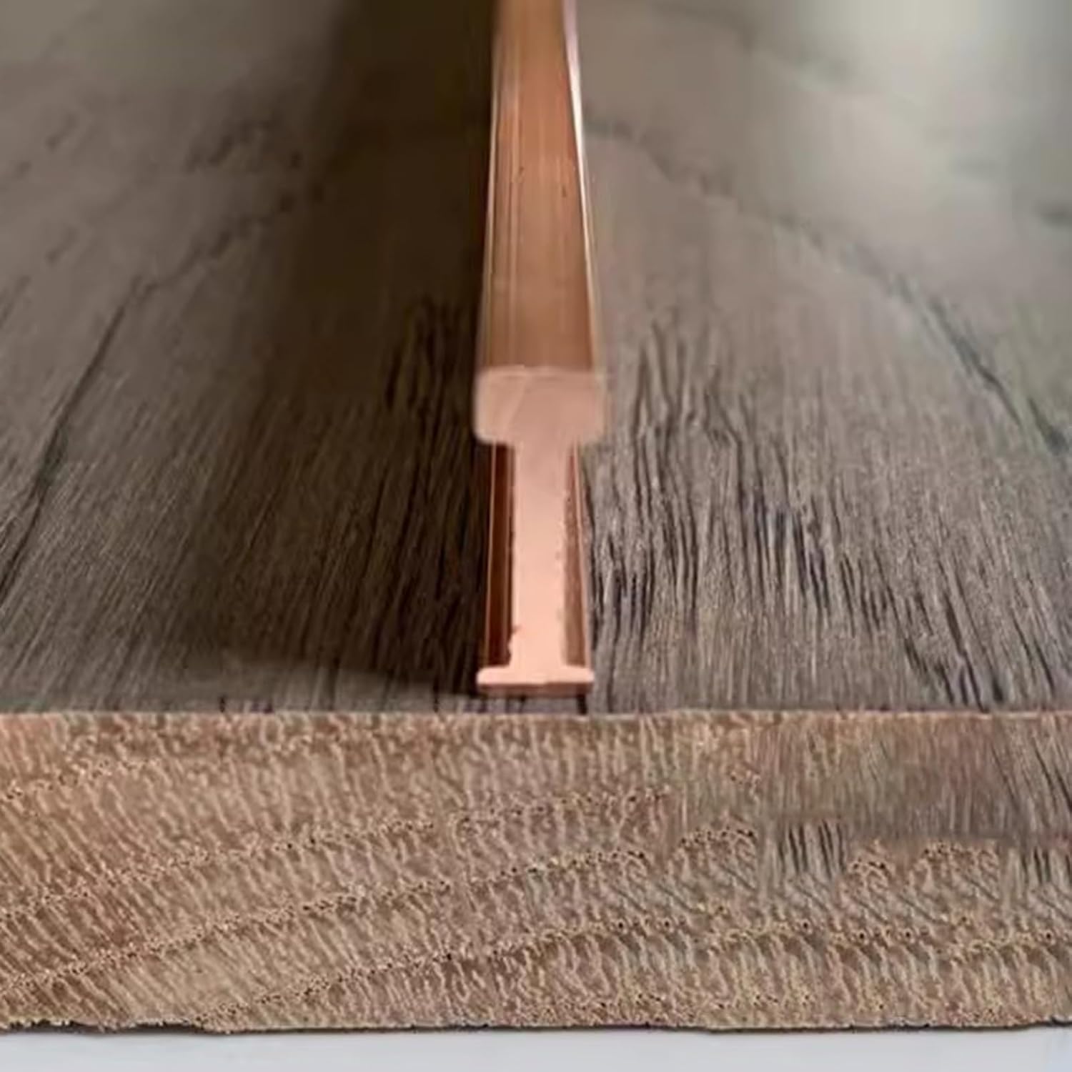 ZIMGOD Copper 5mm Floor Transition Strip Wood to Tile, T Molding Threshold Seam Cover, Vinyl Floors Divider Strip for Hardwood/Laminate Flooring/Concrete(5x5mm(0.2"x0.2"))