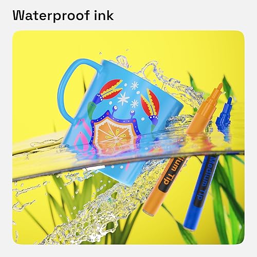 Miniatura 5 de ARTISTRO 20 marcadores de pintura permanente a base de aceite, marcadores de punta media para neumáticos, madera, roca, tela, vidrio, cerámica,