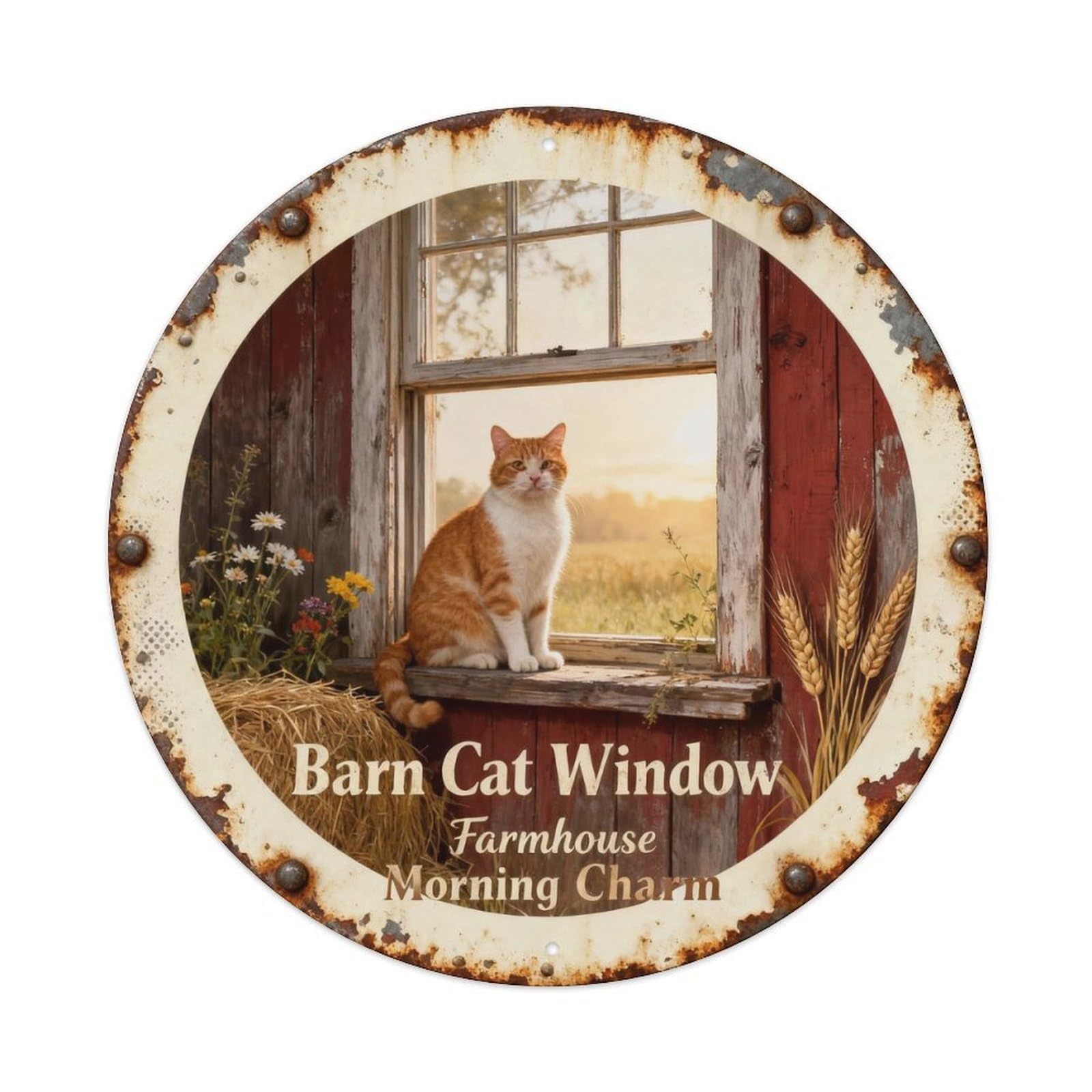 Barn Cat Window Metal Tin Sign Plaque