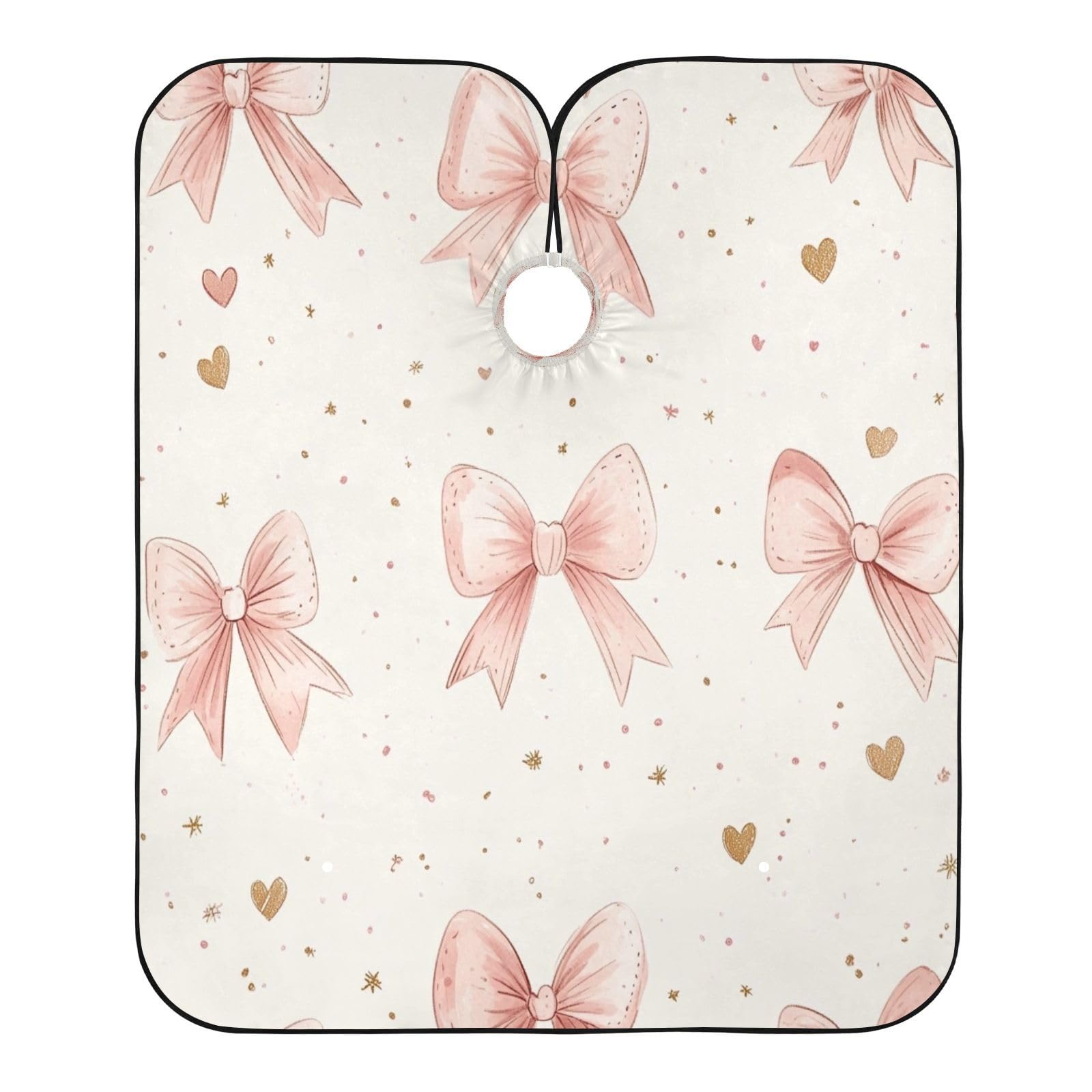 Kigai Bow Pink Hair Cutting Cape for Men & Women Waterproof Barber Cape Professional Hairdressing Salon Styling Apron with Adjustable Closure Snap