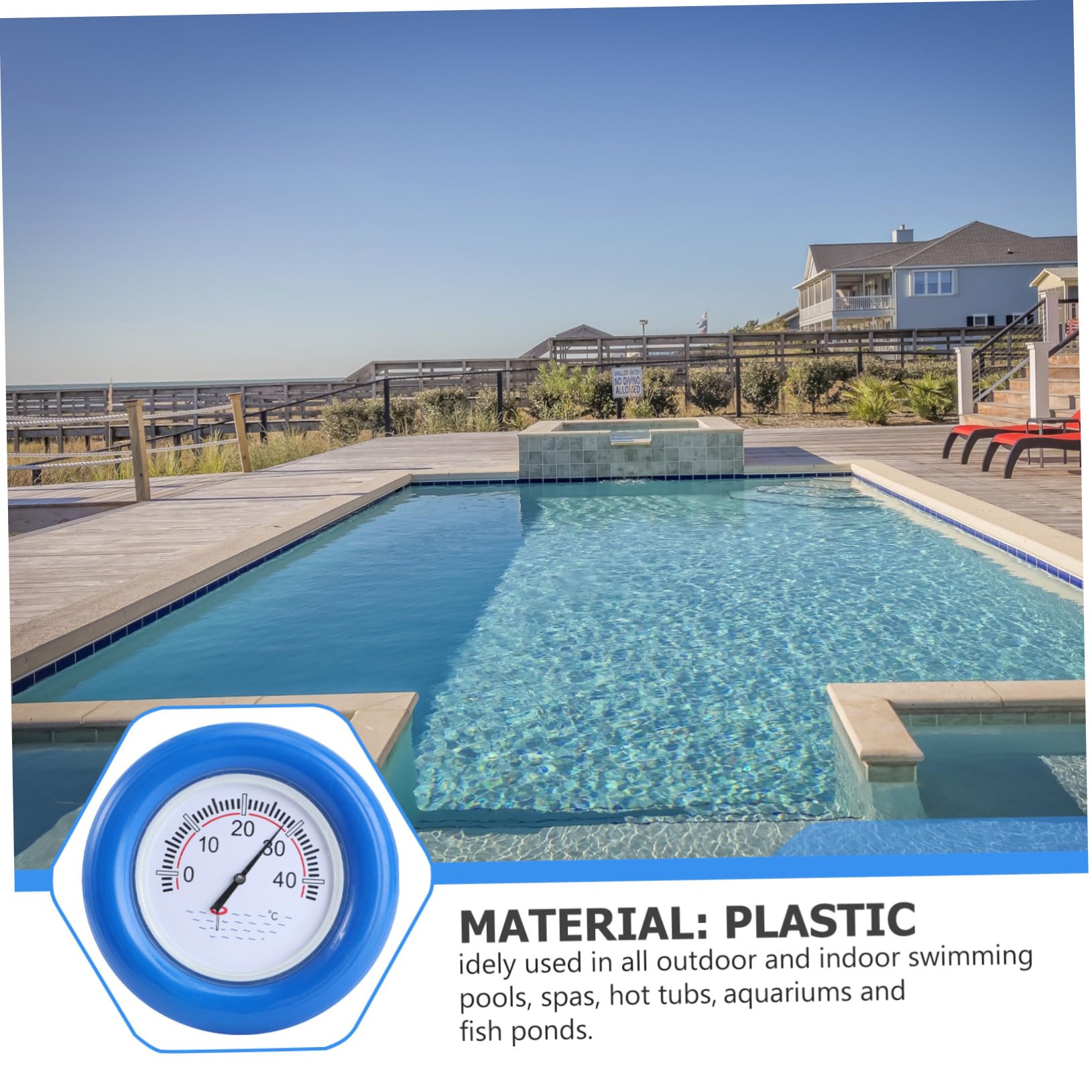Poolthermometer Blau Schwimmendes Edelstahl Stück Kunststoff 1