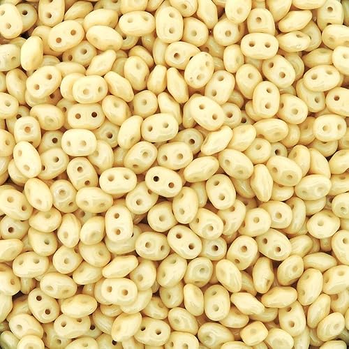 Miniatura 1 de SuperDuo Checo Dos Agujeros Semilla Cristal Perlas 0.217x0.098 in Naranja Brillo Sobre Tiza 0.85 oz