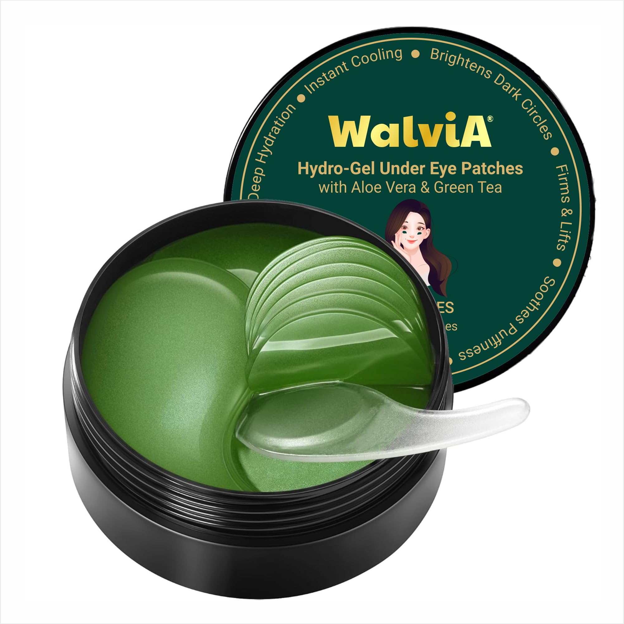 WALVIA Under Eye Patches - Hydra Anti Wrinkle Eye Serum Patch Anti-Aging Under Eye Mask for Removing Dark Circles, Repair Fine Lines Puffiness & Wrinkles(60 Pcs) (Medium, Aloe vera)