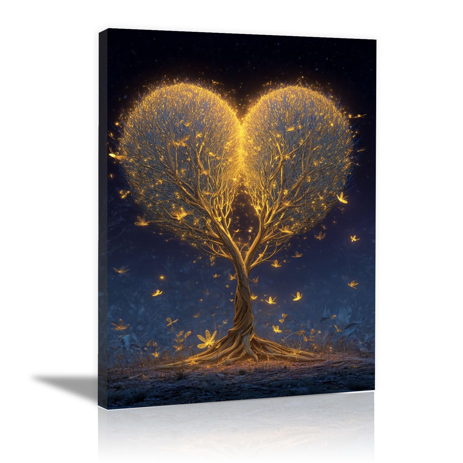 TODOAA Naturaleza Cuadro Árbol Abstracto Modernos Árbol hermoso abstracto Decoracion Salon Lienzo, Dormitorios Para Comedor Oficina Pasillo Cocina Y Baño（Dorado-50x70cm Enmarcado