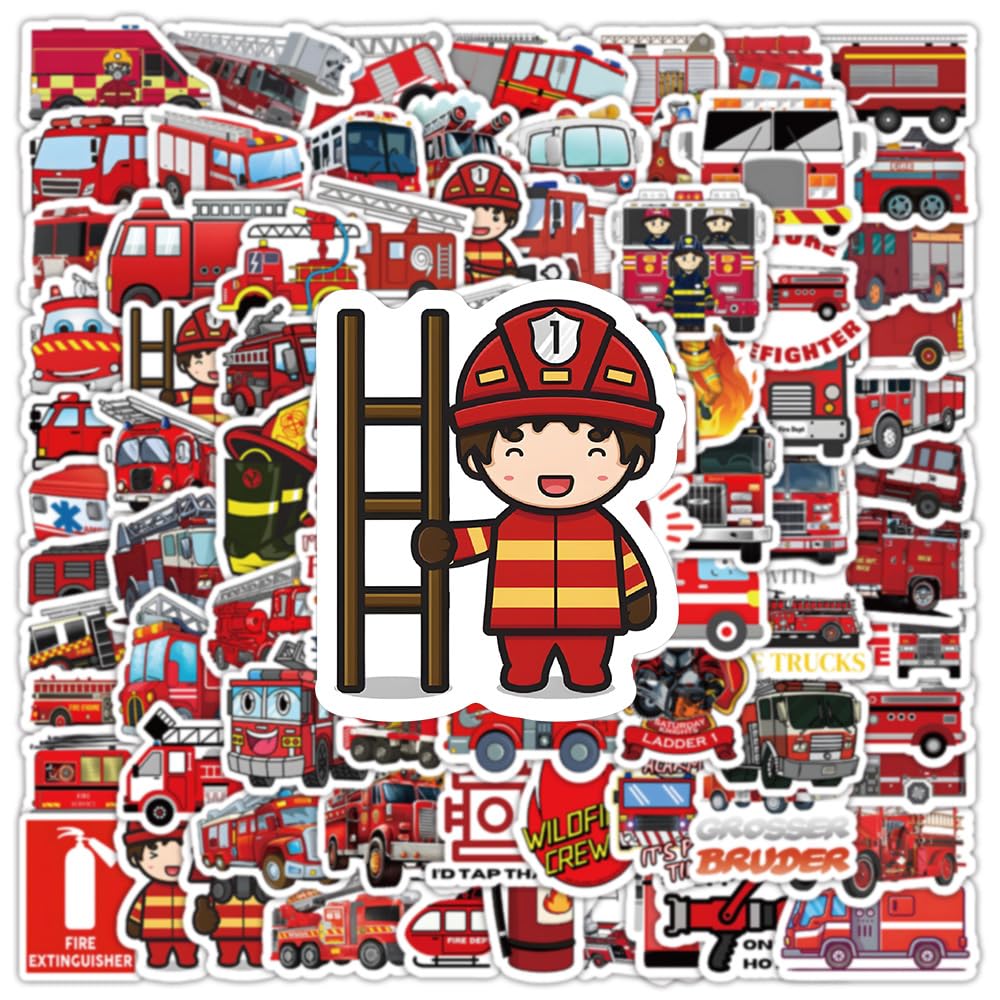 Lot De 100 Autocollants Pompiers - Déco Voiture, Laptop, Skate