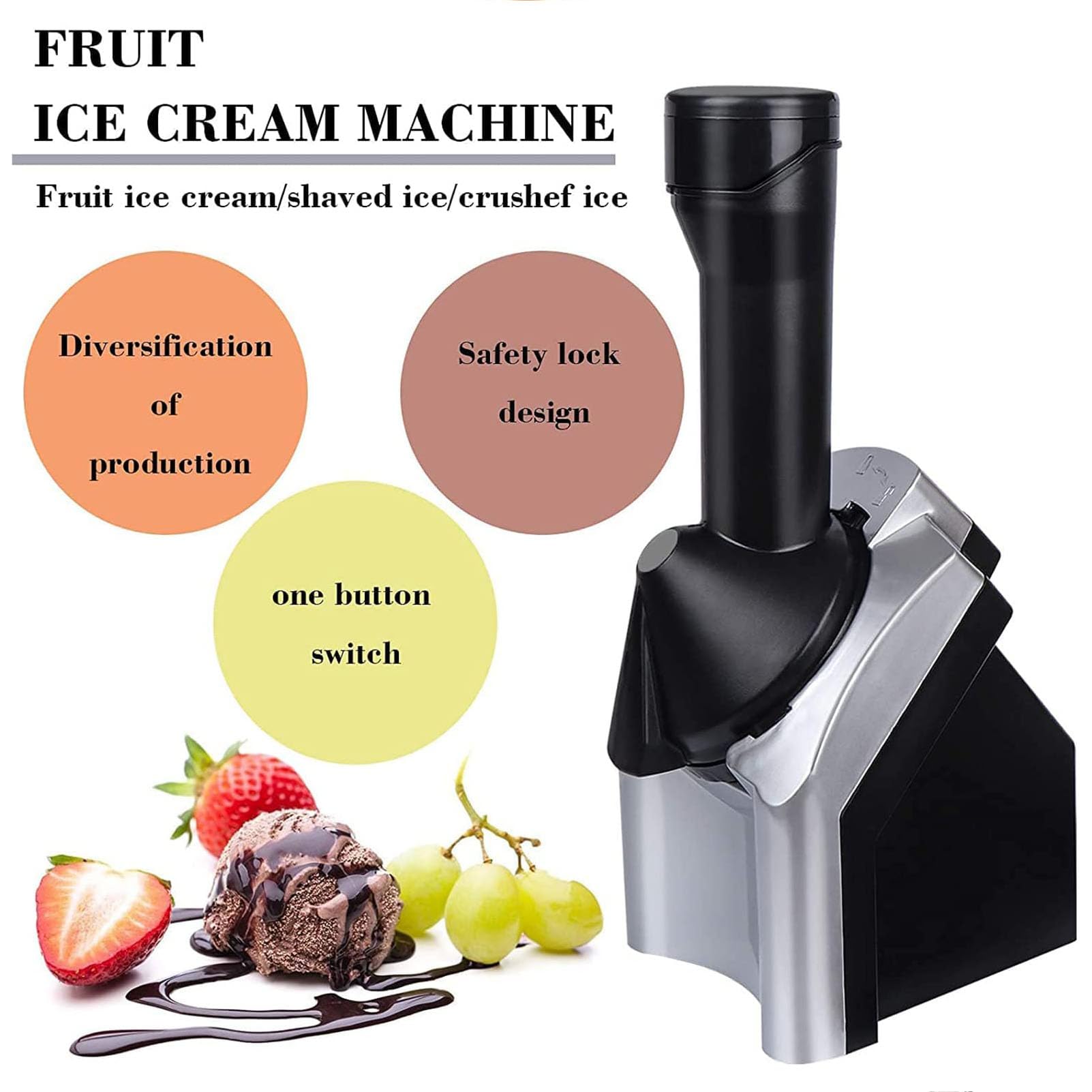 Máquina De Helado para El Hogar, Máquina para Postres Congelados, Máquina De Hielo Suave De Fruta para Hacer Sherbet Saludable, Sorbet, Helado De Fruta Y Yogur Congelado para Niños Rojo