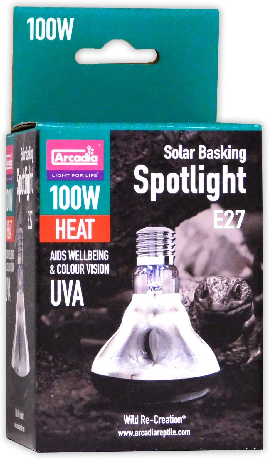 Arcadia Basking Solar Spot Lamp 100W E27 Reptile Heat & UVA Bulb