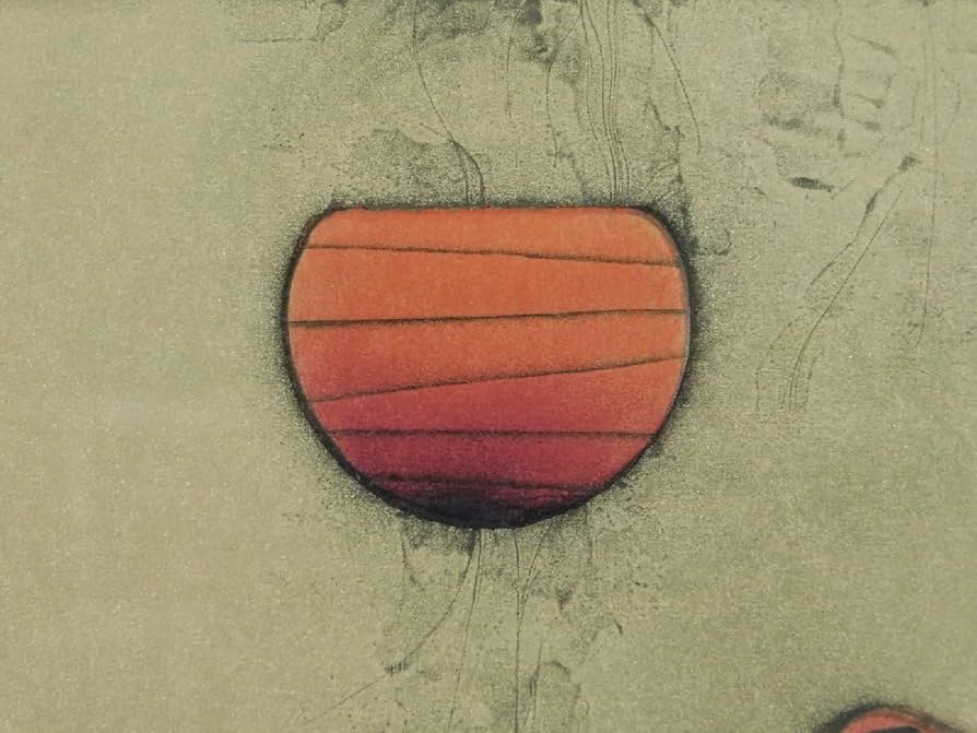 天野邦弘　木版画(額装) morninng moon54 Amazon.co.jp: 天野邦弘『Morninng Moon 80』抽象画 額装 国際