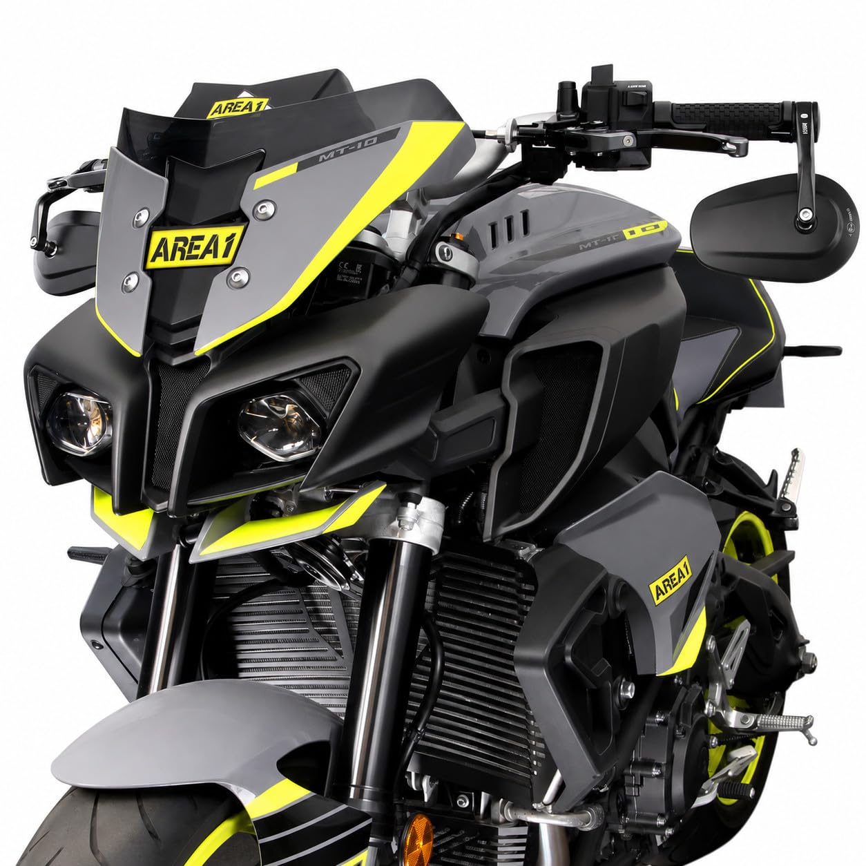 Area1 CNC/Alu Motorrad Lenkerendenspiegel Rückspiegel Set, Egeprüft kompatibel mit z.B. Duke SMC/R MT07 MT09 MT125 Z900 Z650 Z500 Z125 CMX CB Hornet SV650 GSXS GSF Bandit R12 S1000 Tuono RnineT