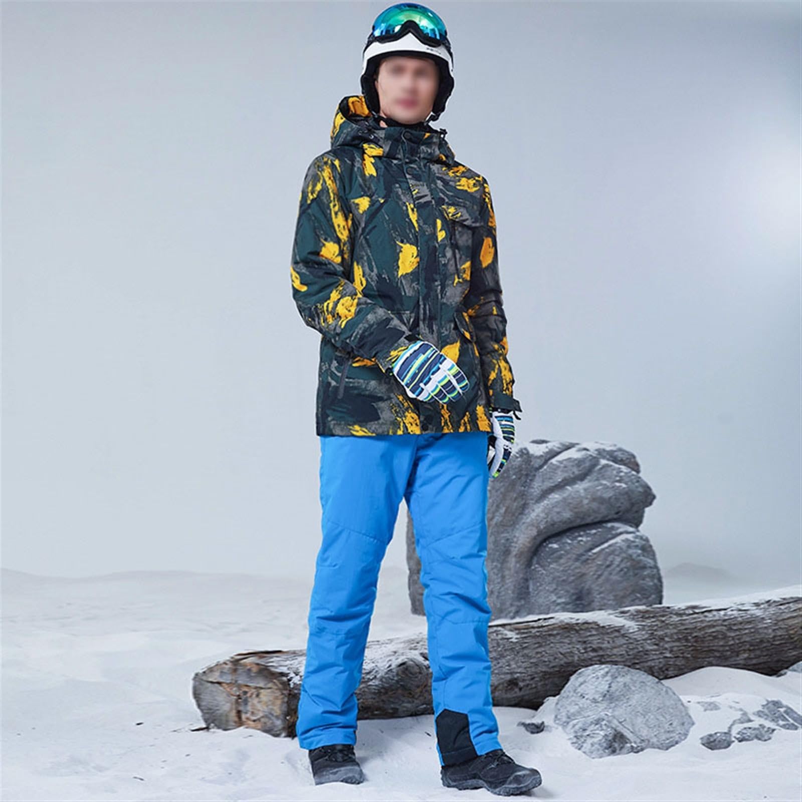 Wygwlg Set Giacca E Pantaloni Con Cappuccio Stampati Colorati Spessi Caldi Invernali Da Uomo, Tute Da Snowboard Impermeabili Impermeabili Isolate Da Uomo, Per Sci, Motoslitta, Escursionismo