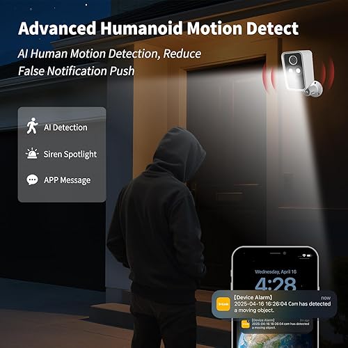 Miniatura 3 de Cámaras de seguridad inalámbricas para exteriores, paquete de 2, cámara Wi-Fi inalámbrica para exteriores para seguridad del hogar exterior,