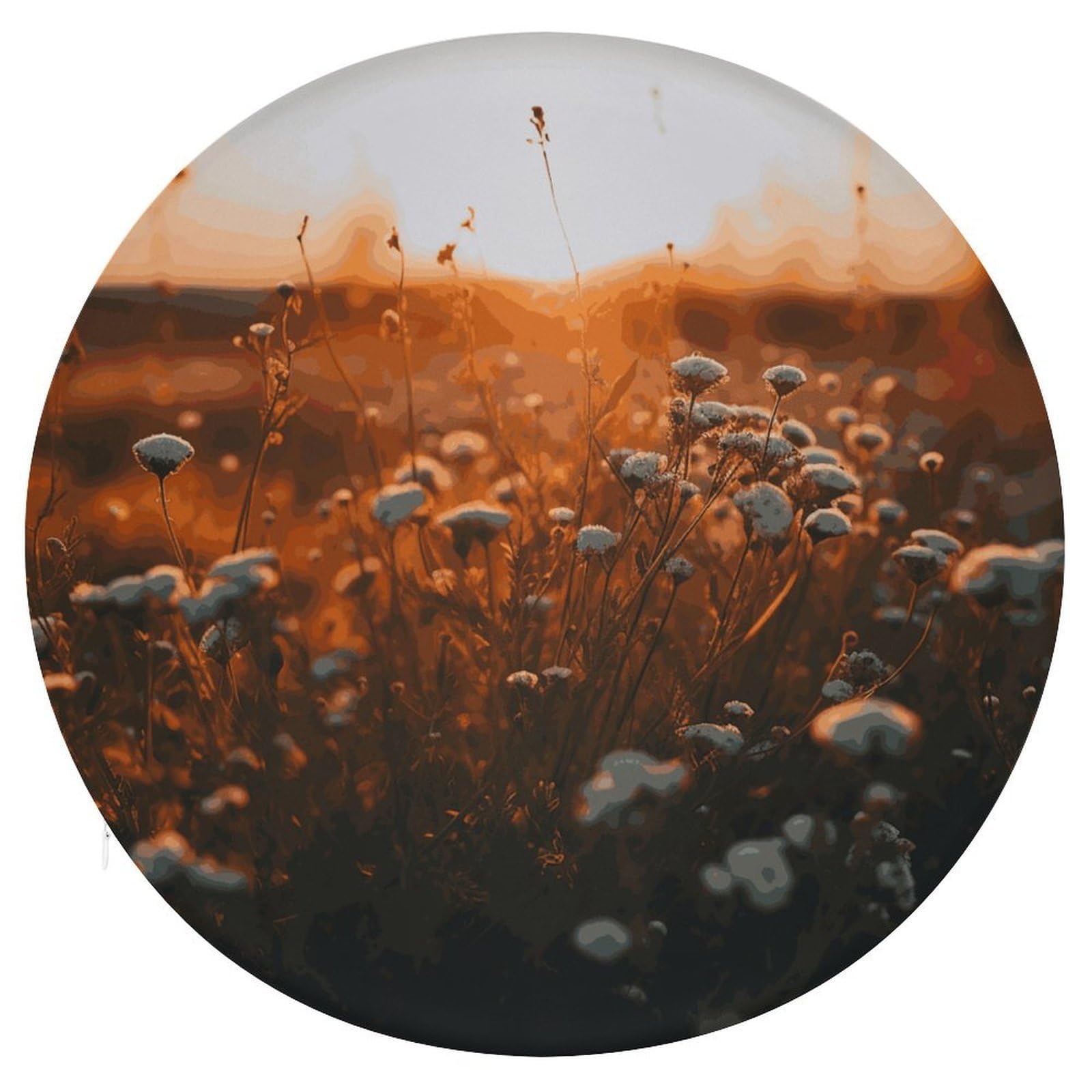 JTREHY Flowers in The Sunset Cushion Soft Breathable Round Cushions Multi-Functional with Zipper Floor Pillows Cushion for Various Indoor Occasions Chair Pad