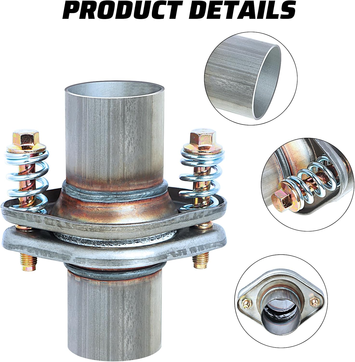 2 inch Exhaust Flex Spring Flanges 409 Stainless Steel, Exhaust Flange Spring Joint with Bolt and Gasket Universal Fit for Car Truck SUV Aftermarket