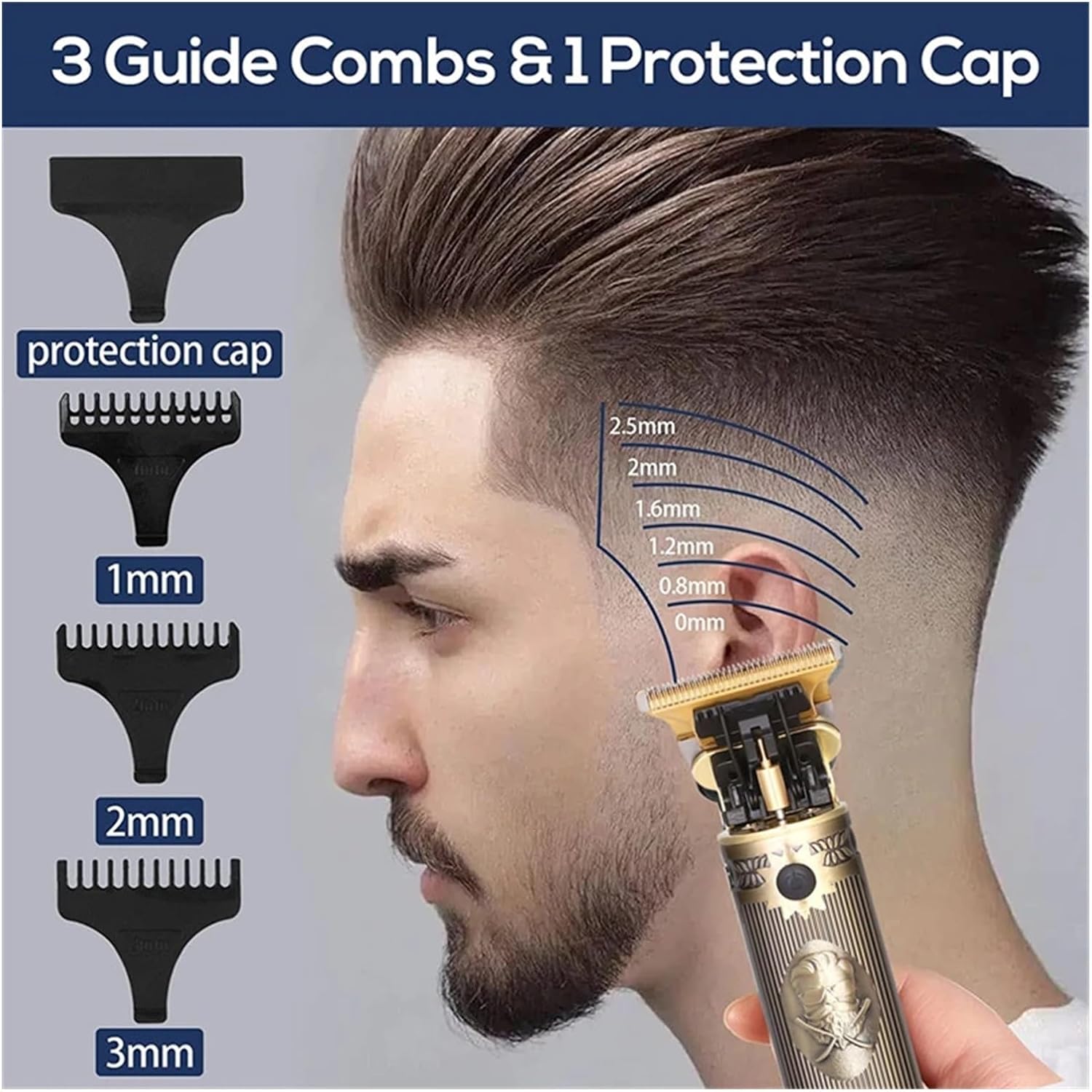 Razors Metal Body LCD Original T9 Hair Trimmer 1200mAh Battery 7500 RPM New in Electric Brushes for Hair Men's Electric Shaver Barber(Type C 1200mAh)