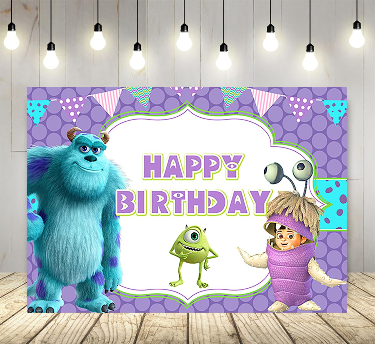 Amazon.com : Purple Monster Inc Backdrop for Birthday Party Supplies 5x3ft Monster  Inc Boo Theme Baby Shower Banner for Birthday Party Cake Table Decoration  HM548E : Electronics