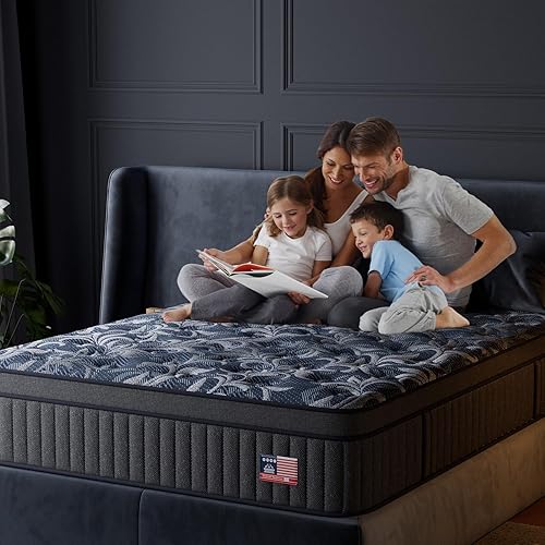 Miniatura 7 de Colchón King híbrido de gel refrescante de 14 pulgadas en una caja con espuma viscoelástica de gel, bobinas de bolsillo envueltas individualmente,