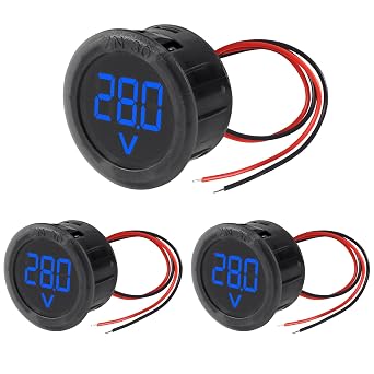 3pcs DC 4-100V LED Digital Display Circular Two-Wire Voltmeter DC Digital Voltmeter Head Display Reverse Connection ProtectionBlue