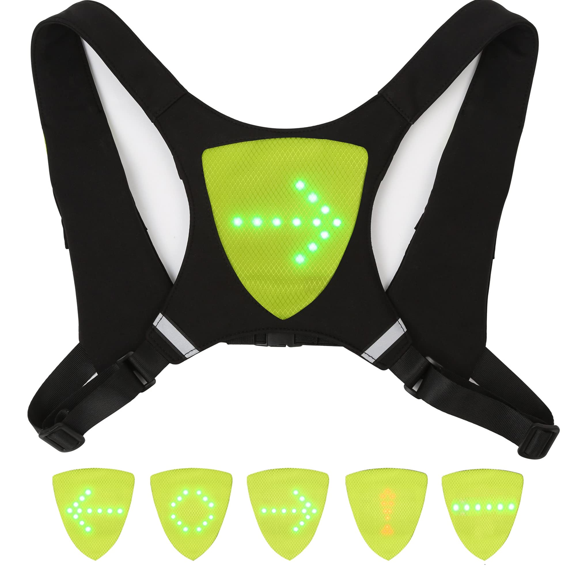 LED Clignotant Gilet USB Charge Sécurité Vélo Pack Indicateur de Direction Haute Visibilité Vélo Gilet Gear pour Course de Nuit Cyclisme Moto Randonnée Promenade de Chien