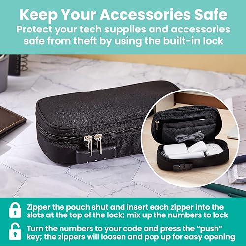 Miniatura 2 de It's Academic Estuche para lápices con bloqueo, para suministros de oficina y escuela, bolsa organizadora de viaje, compacta, de alta capacidad,