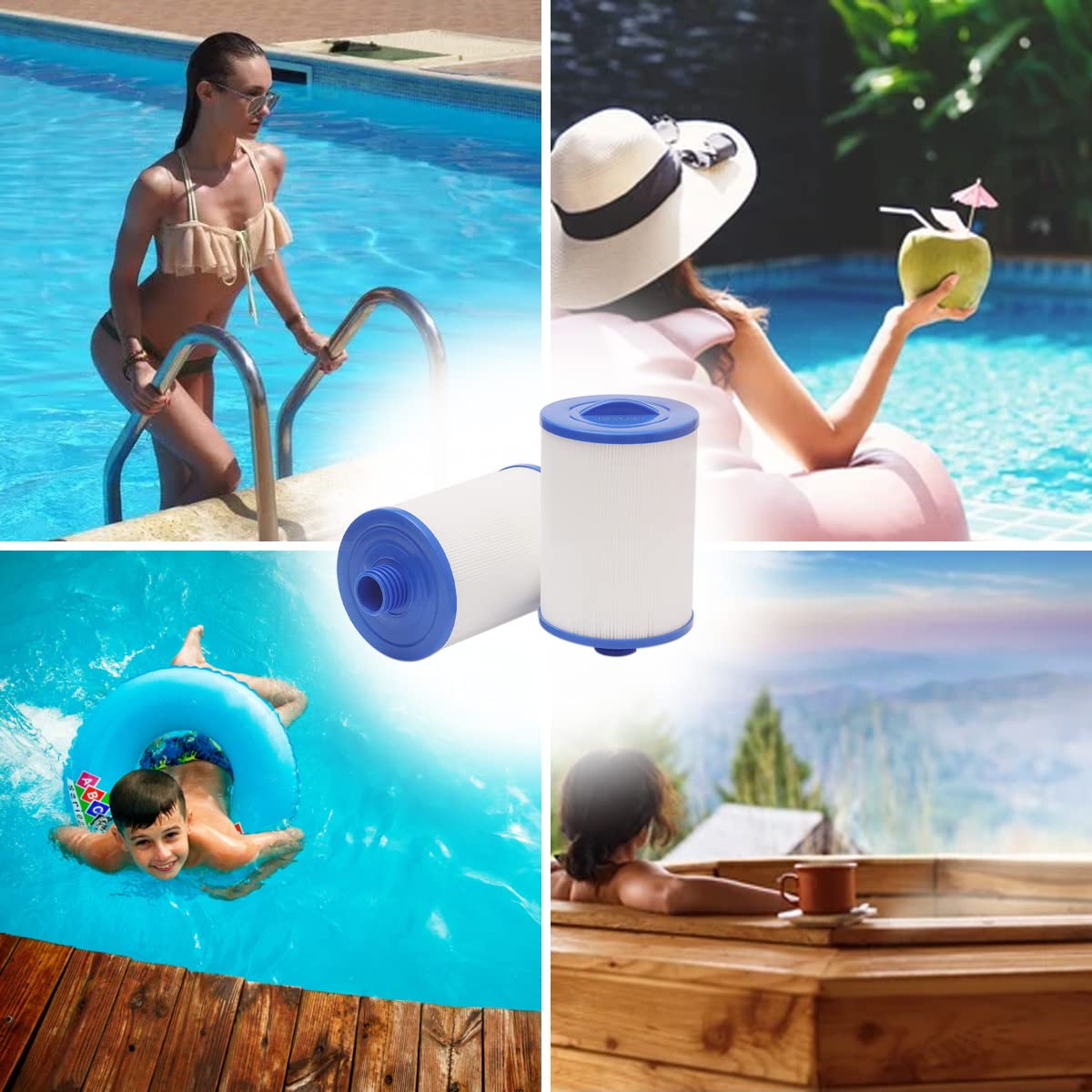 ZAYMDO Lot de 2 filtres de Spa, Cartouche de Filtre de Piscine de
