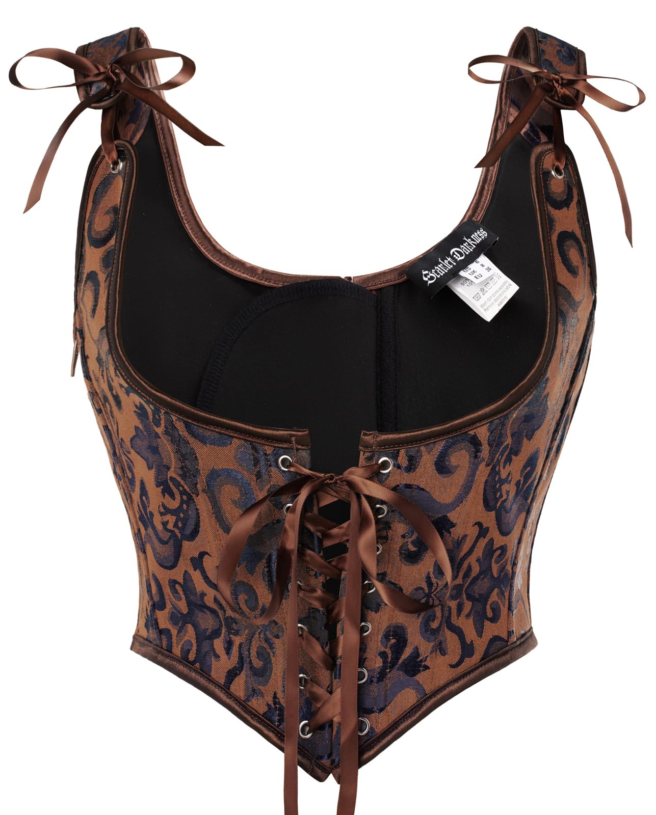 SCARLET DARKNESS Renaissancekorset voor dames, vetersluiting, onderbuste korset, top, vintage, middeleeuwse bustier, Paars Rood, 46