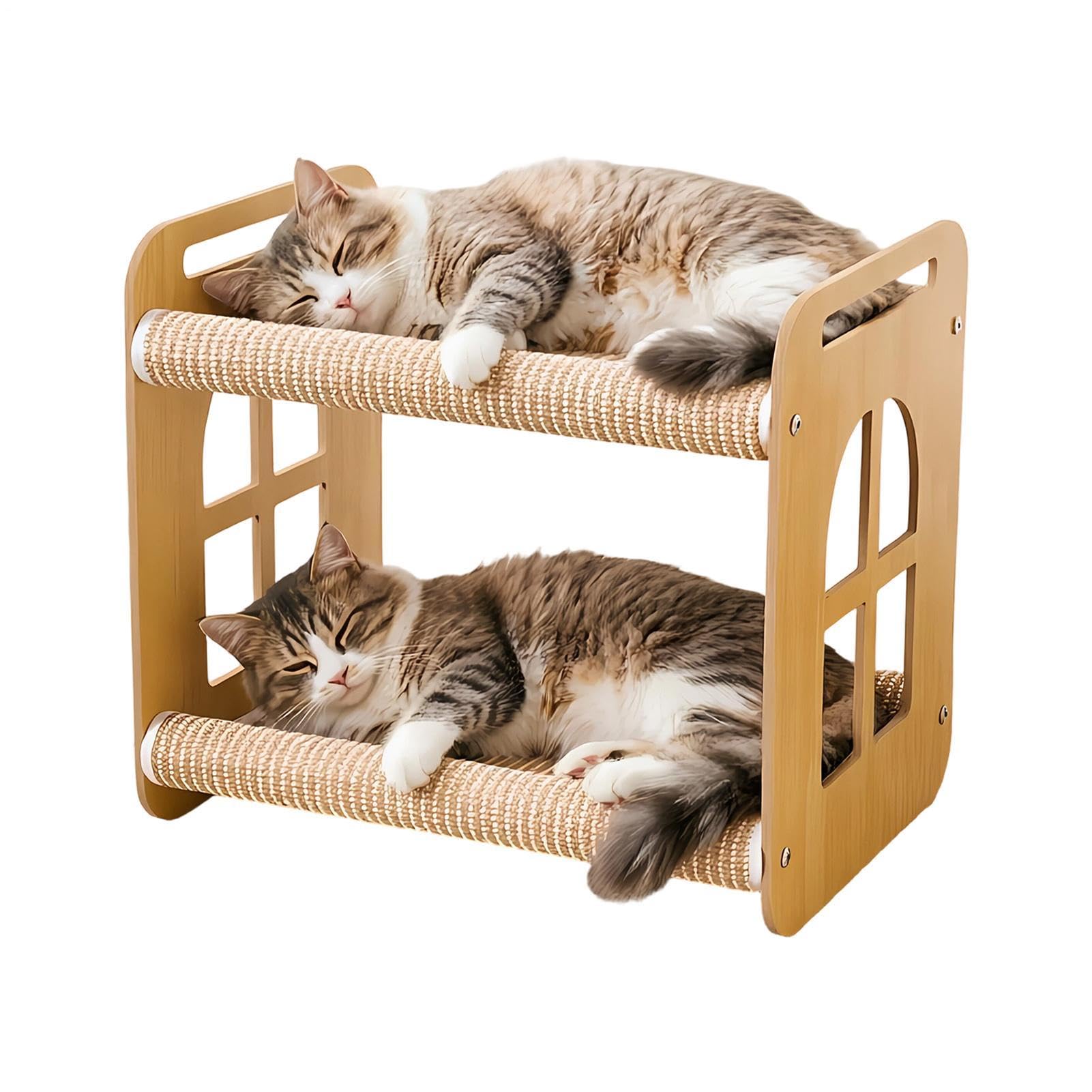 Generico Katzen-Etagenbett | Mit Sisalmatratze, Hohe Belastbarkeit | Doppellagige Katzenhängematte | Zum Ausruhen, Kratzen, Spielen, Für Balkon, Wohnzimmer, Tierhandlung