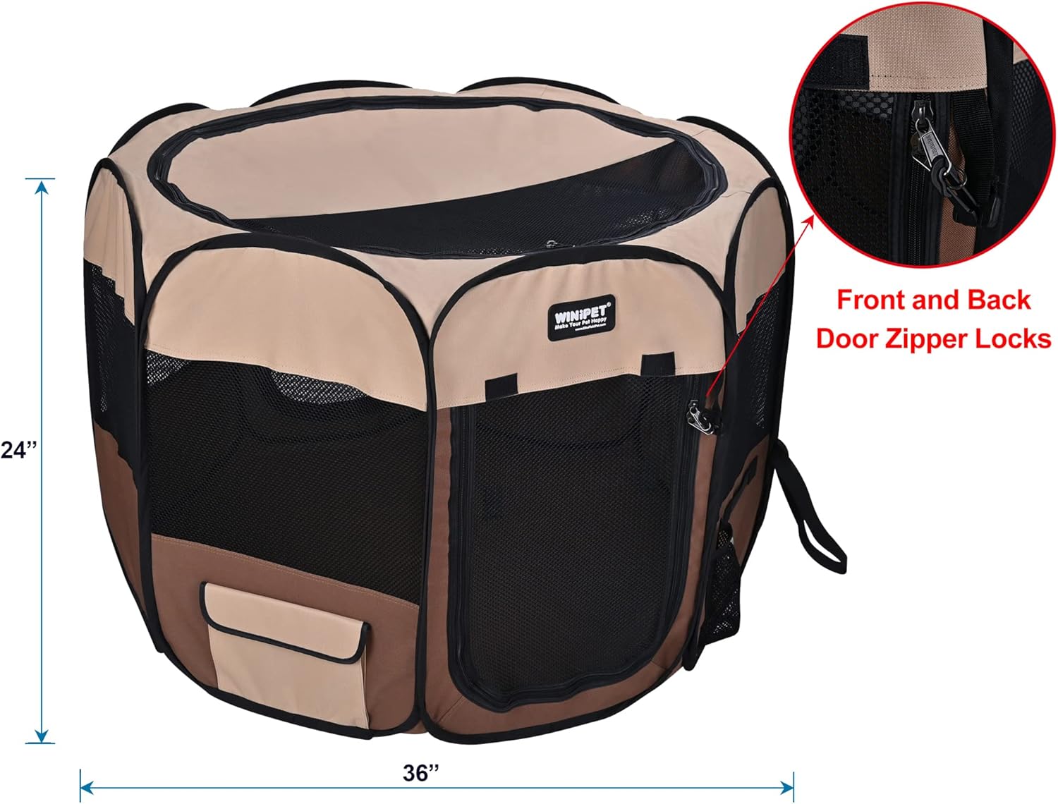 2-Door Folding Soft Pet Playpen (2 Year Warranty), Plus Carrying Bag and Food Grade Silicone Bowl, 10-Size and 12-Color Portable Dog Cat Playpen, Exercise Pen, Indoor & Outdoor Pet Home