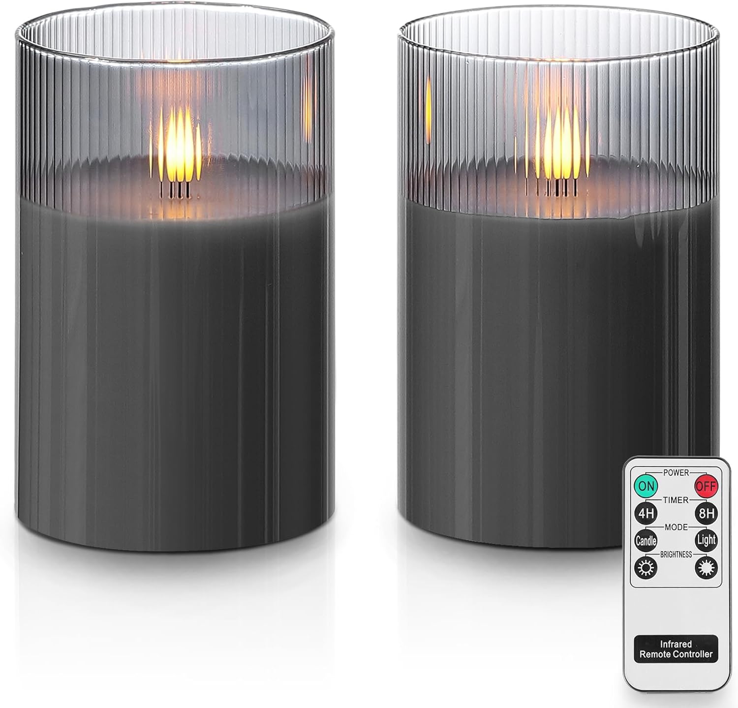 Rhytsing 4" x 6" Large Smoked Ribbed Glass Battery Operated