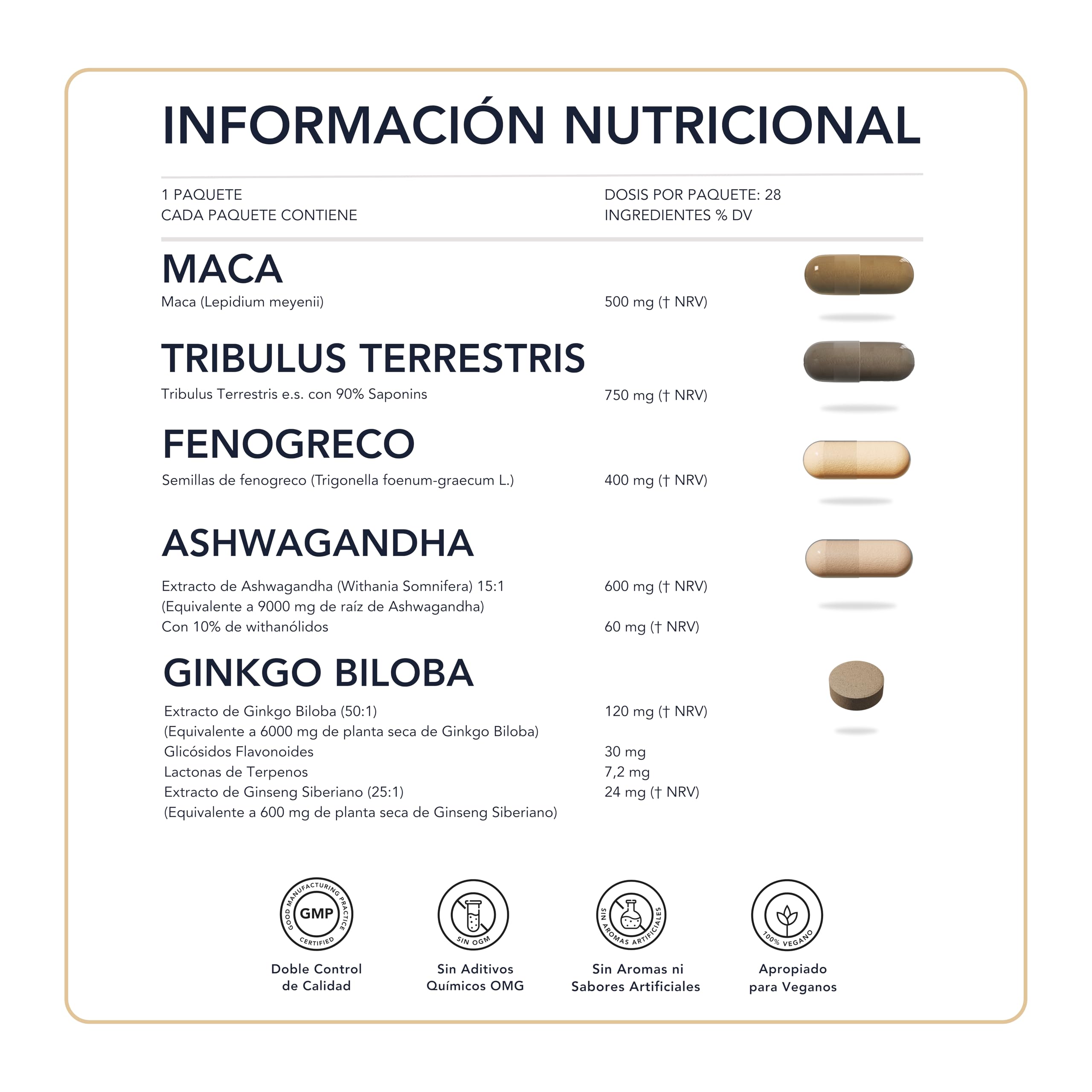 Maca Anadina, Tribulus, Fenogreco, Ashwagandha y Ginkgo Biloba – Ideal para la energía, el equilibrio hormonal y el bienestar diario | 28 sachets diarios