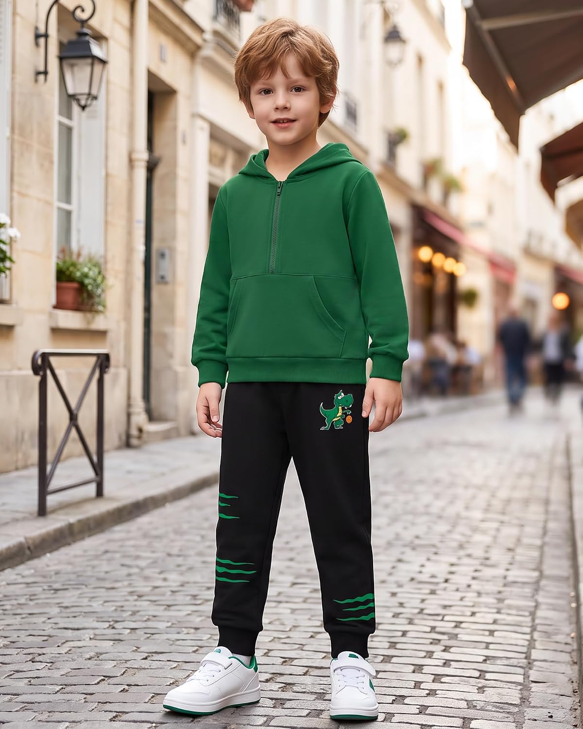 Toddler Boys Half Zip Hoodie and Sweatpants Set Fall Winter 2-7 Years
