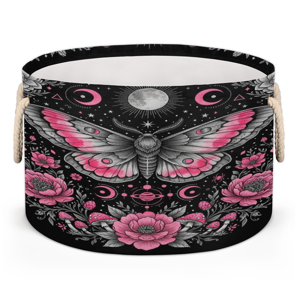 Panier de rangement rond Moth Moon Floral une idée de panier cadeau idéal