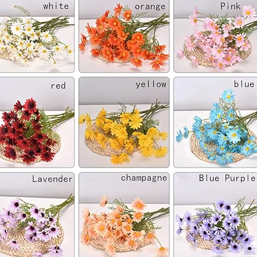 Miniatura 5 de OUKEYI Flores artificiales, 12 paquetes de margaritas artificiales de seda, resistentes a los rayos UV, flores silvestres falsas con tallos,